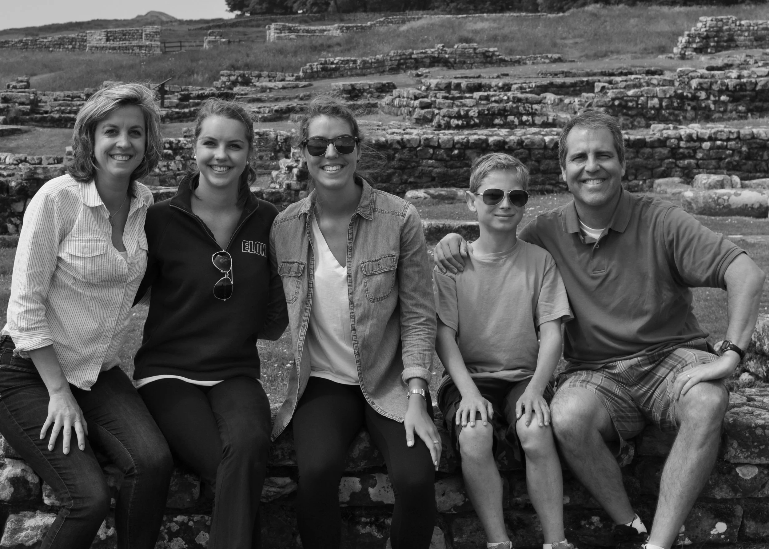 0713 Britain 03 Hadrian's Wall Family B&W.jpg