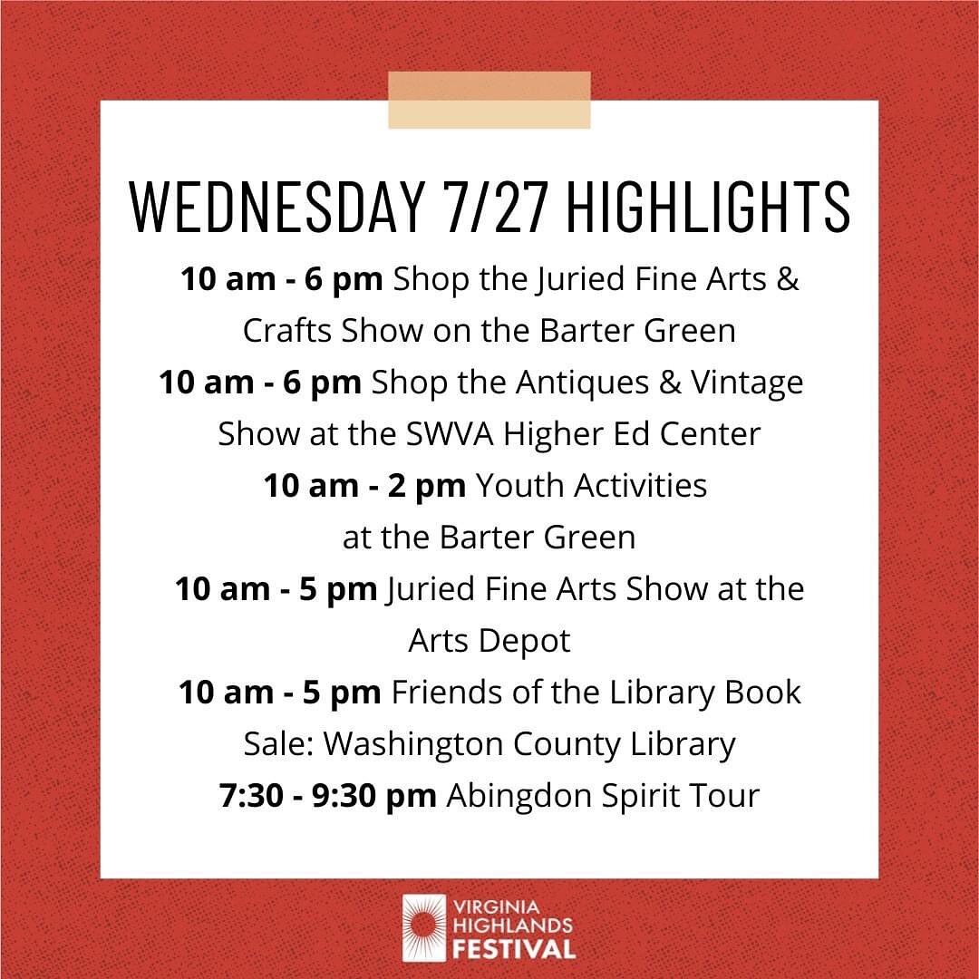 Here we are on DAY 6 of the 🌼🌞 Virginia Highlands Festival! 🌞🌼! 

Today, we have new Arts &amp; Crafts Vendors setting up, so even if you've already been, you'll want to go back sometime between now and Sunday. Our Antiques &amp; Vintage Dealers 