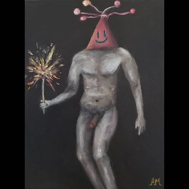 Man thinks he's awesome. He thinks he's killing it. Man thinks he is a god! But man is just man. Man is just man, standing in the darkness of the universe. Holding a sparkler. Triangle head. Penis out...
.
.
.

#justman #staybradystay #oiloncanvas #p
