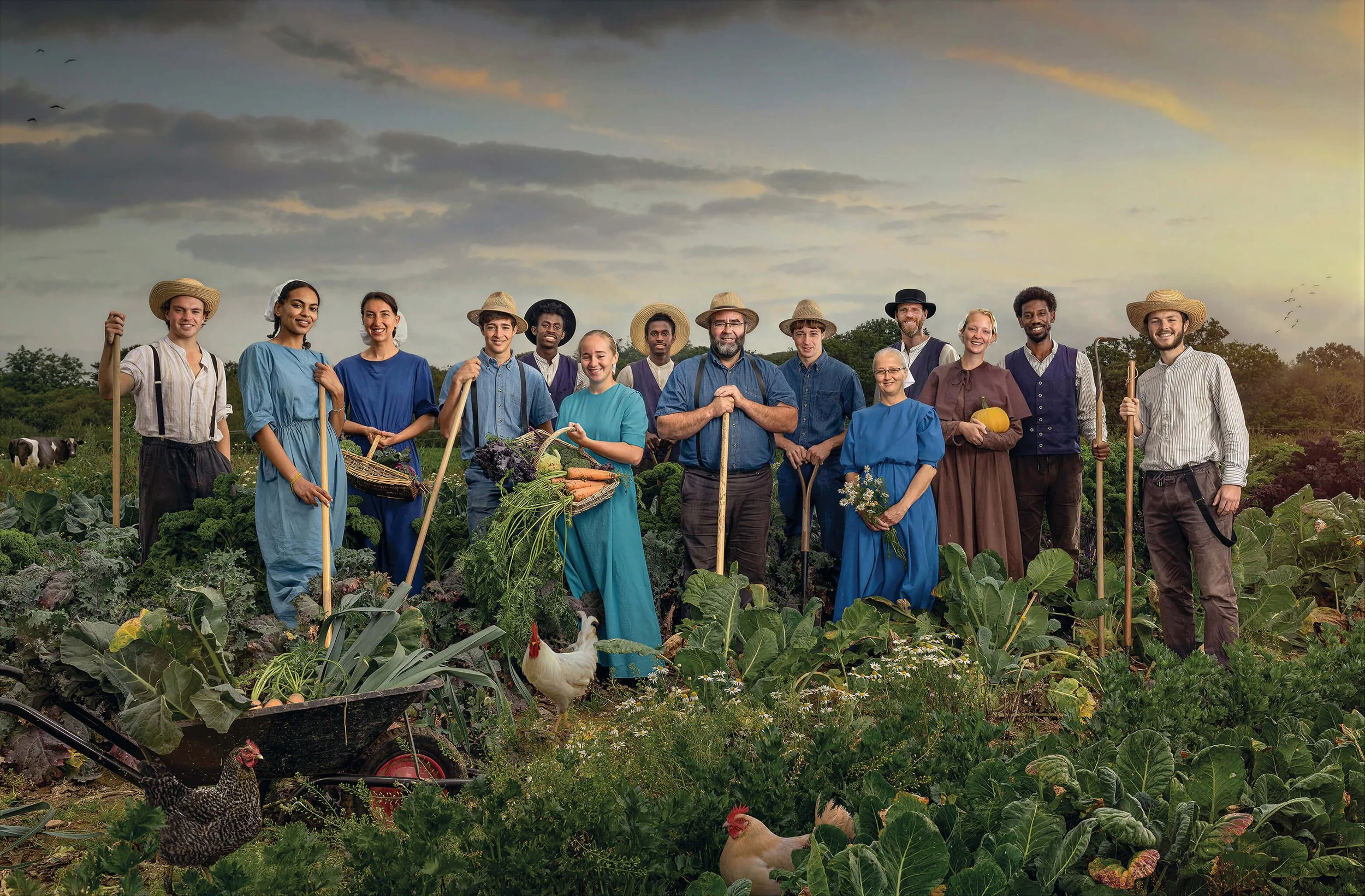 A Key Art photography portrait of a group of farmers for Channel 4's The Simple Life