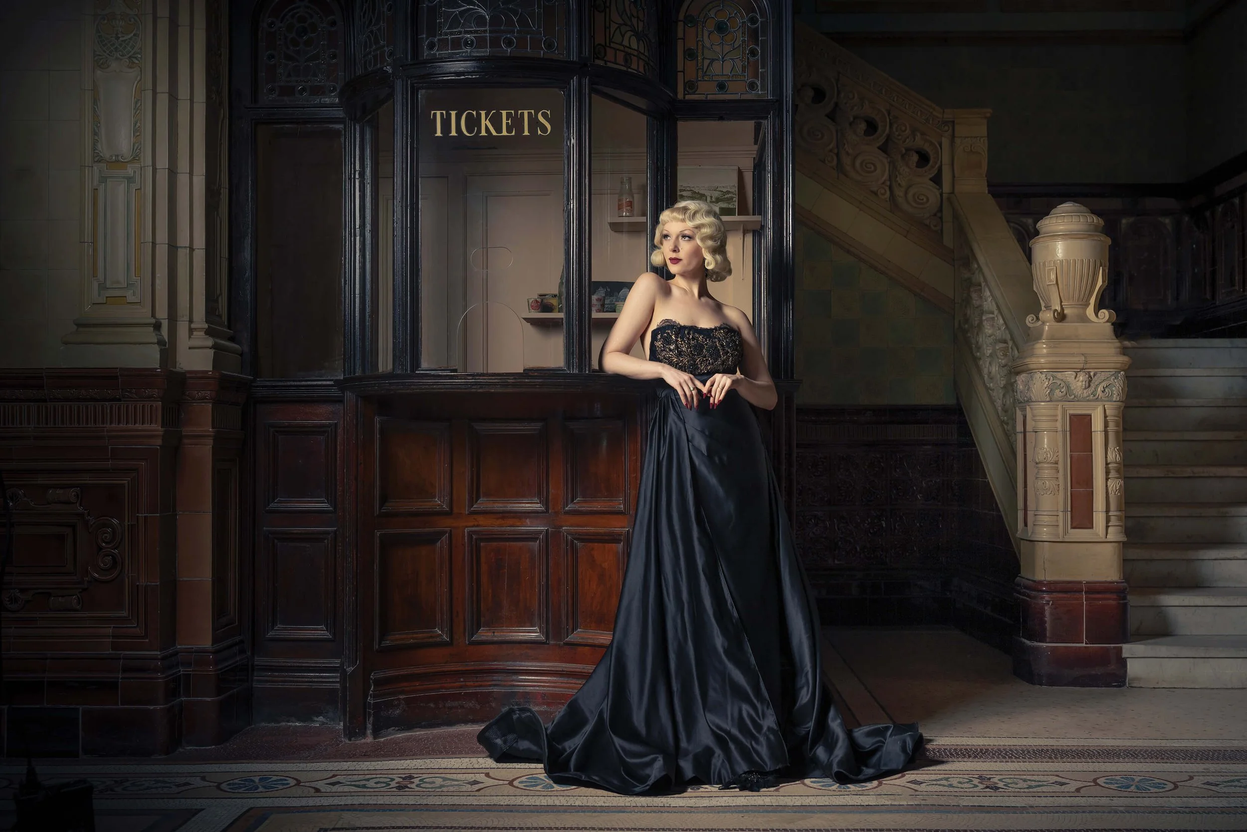 Fashion portrait of model Daisy Devell at Morecambe Winter Gardens