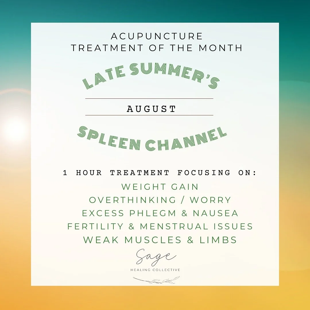 SPLEEN CHANNEL

As August sweeps in, we enter Chinese Medicine&rsquo;s season of Late Summer. These lingering warm and sunny days are governed by the Spleen channel and Earth element. It is a time to be outside and let our bare feet be grounded to th
