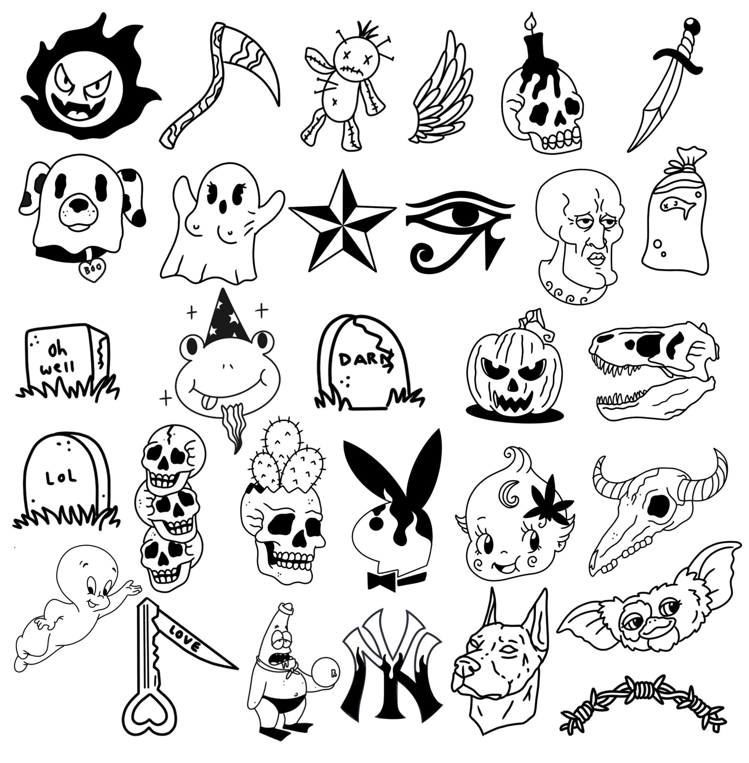 AlyasaGKTattoos on Twitter 4 more pages of Halloween flash tattoos DM me  for tattoos httpstco51i6wpjqaa toronto httpstcoaeVIq1L9kP  X