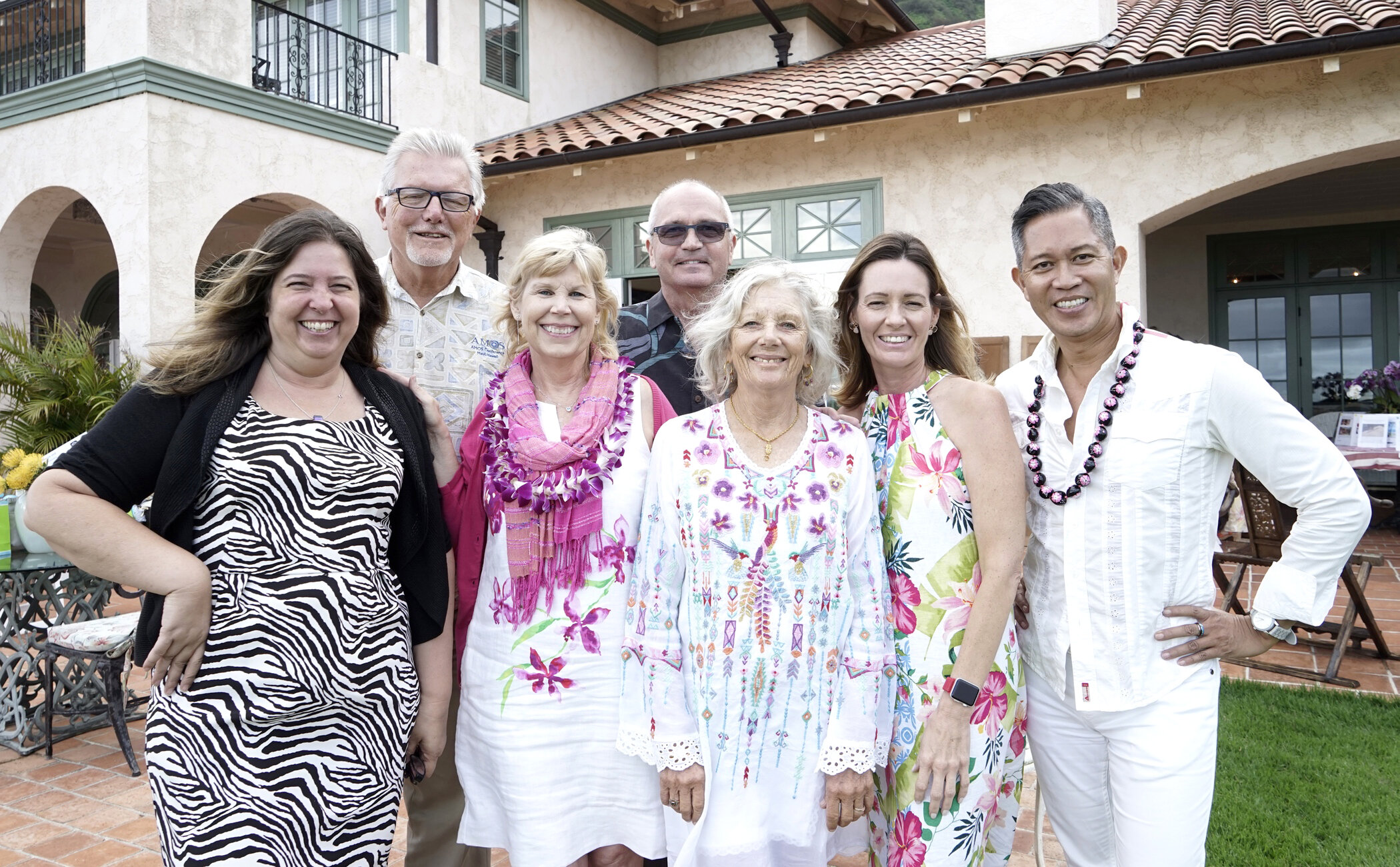  High tea guests (pictured from left): Kim Sloan, John Harrison, Gretchen "Gigi" Voxland, Daniel Schiesser, Doris Lang, Kim Morris, Randy Antonio. 