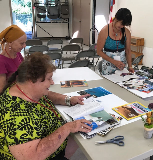  Theresa Sniffen, Judy Buettner and Tammy Osurman create their vision boards at Maui Cancer Wellness “Daytreat” 