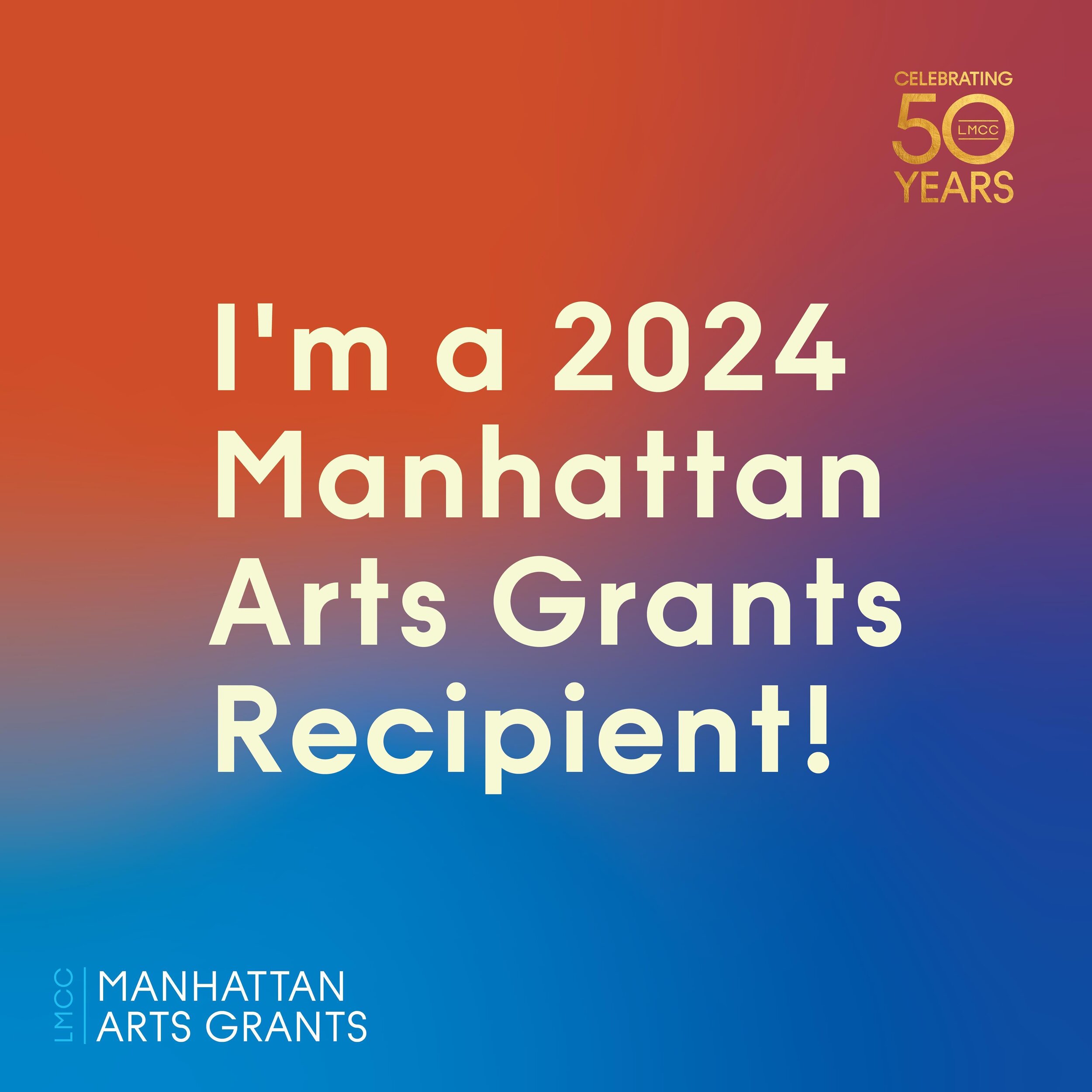 I am soooo psyched to announce that I am a LMCC 2024 Manhattan Arts Grants recipient! 
@lmcc_nyc Manhattan Arts Grants support hundreds of Manhattan-based artists, arts groups and community-focused organizations in accessing private and public funds