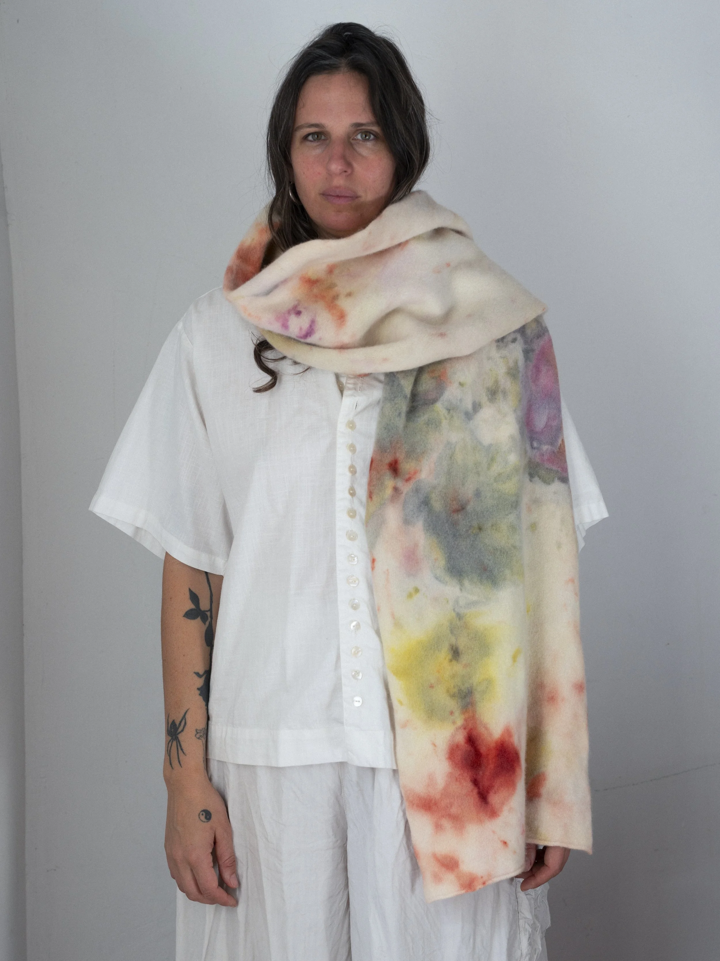 Knitted lambswool big scarf 2 / felted and naturally dyed  / 100% lambs wool