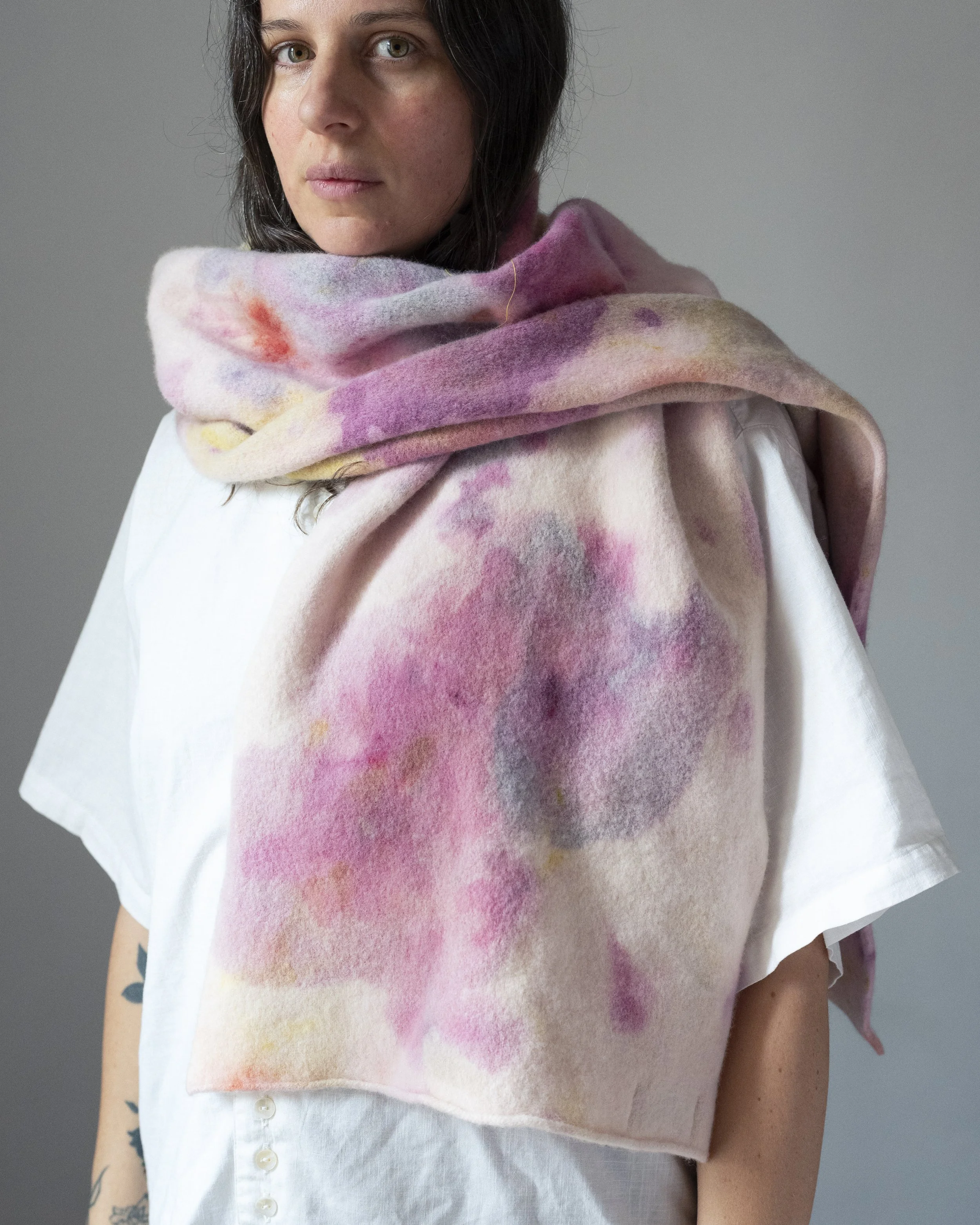 FELTED  BIG SCARF - ICE DYED 7
