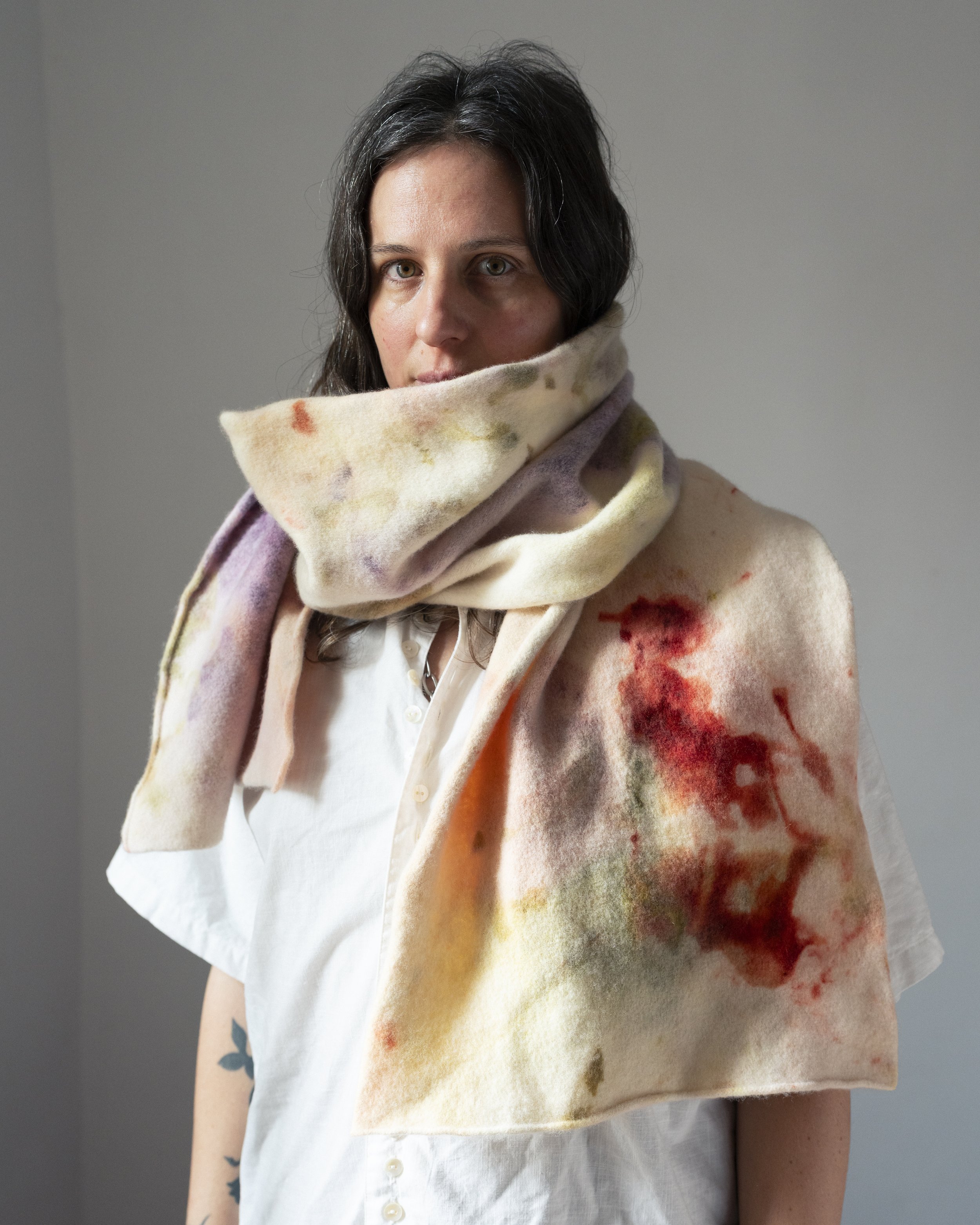 FELTED  BIG SCARF - ICE DYED 1