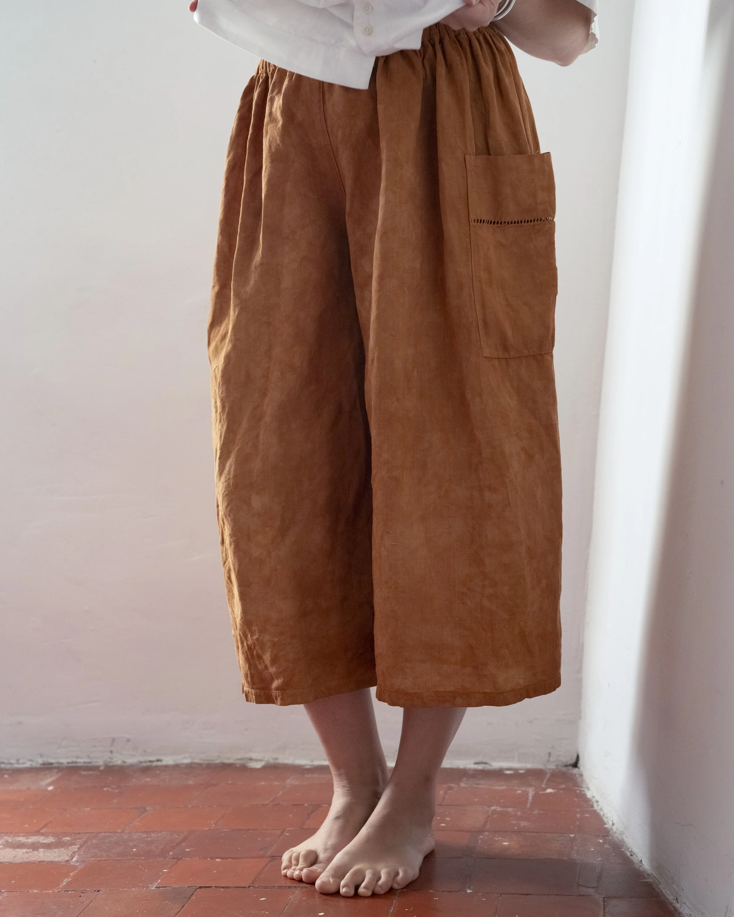 XTRA WIDE LEG  PANTS - LINEN - TERRACOTTA - XS/S