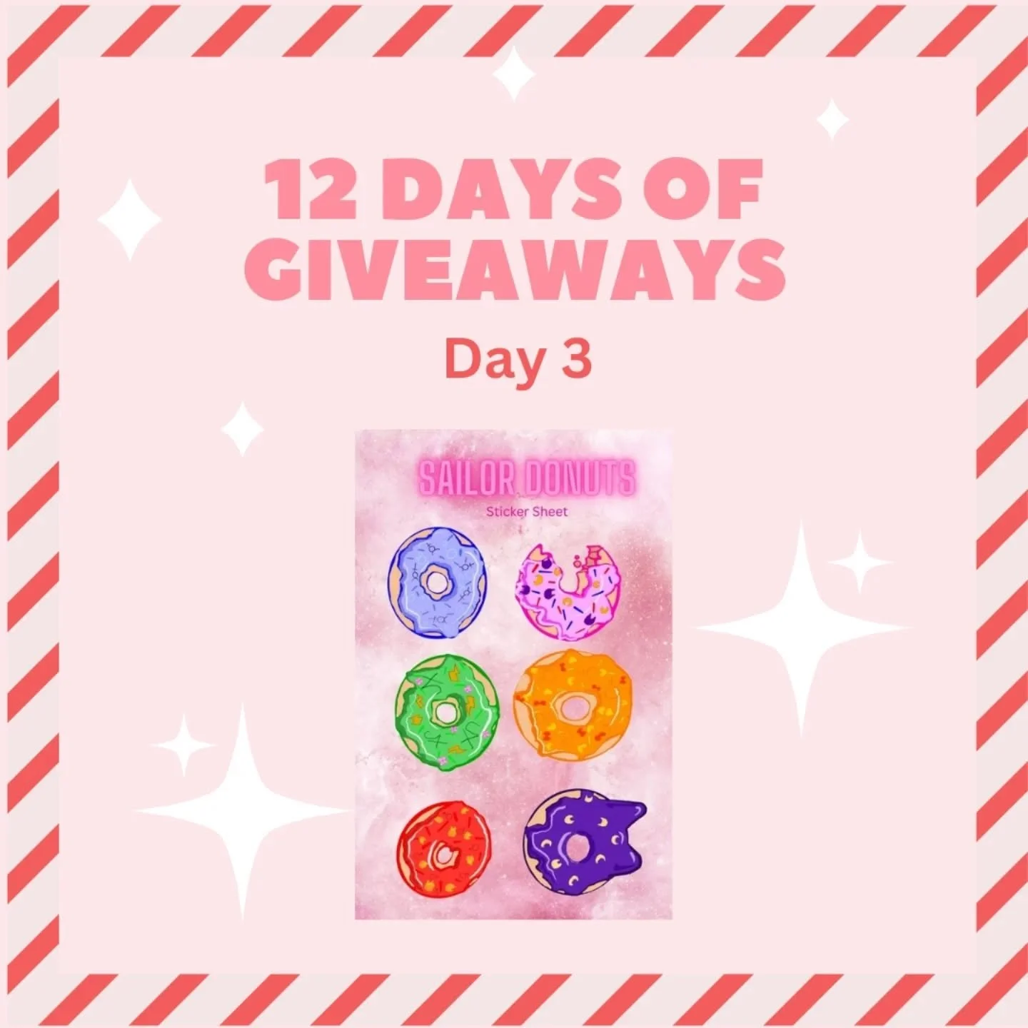 🍩 you want this free sticker sheet?
Today's giveaway is a sparkly Sailor Donut sticker sheet!
How to enter:
🍩Follow this account
🍩Like this post
🍩Tag three friends and comment your favorite sailor scout!
The winner will be randomly chosen and a