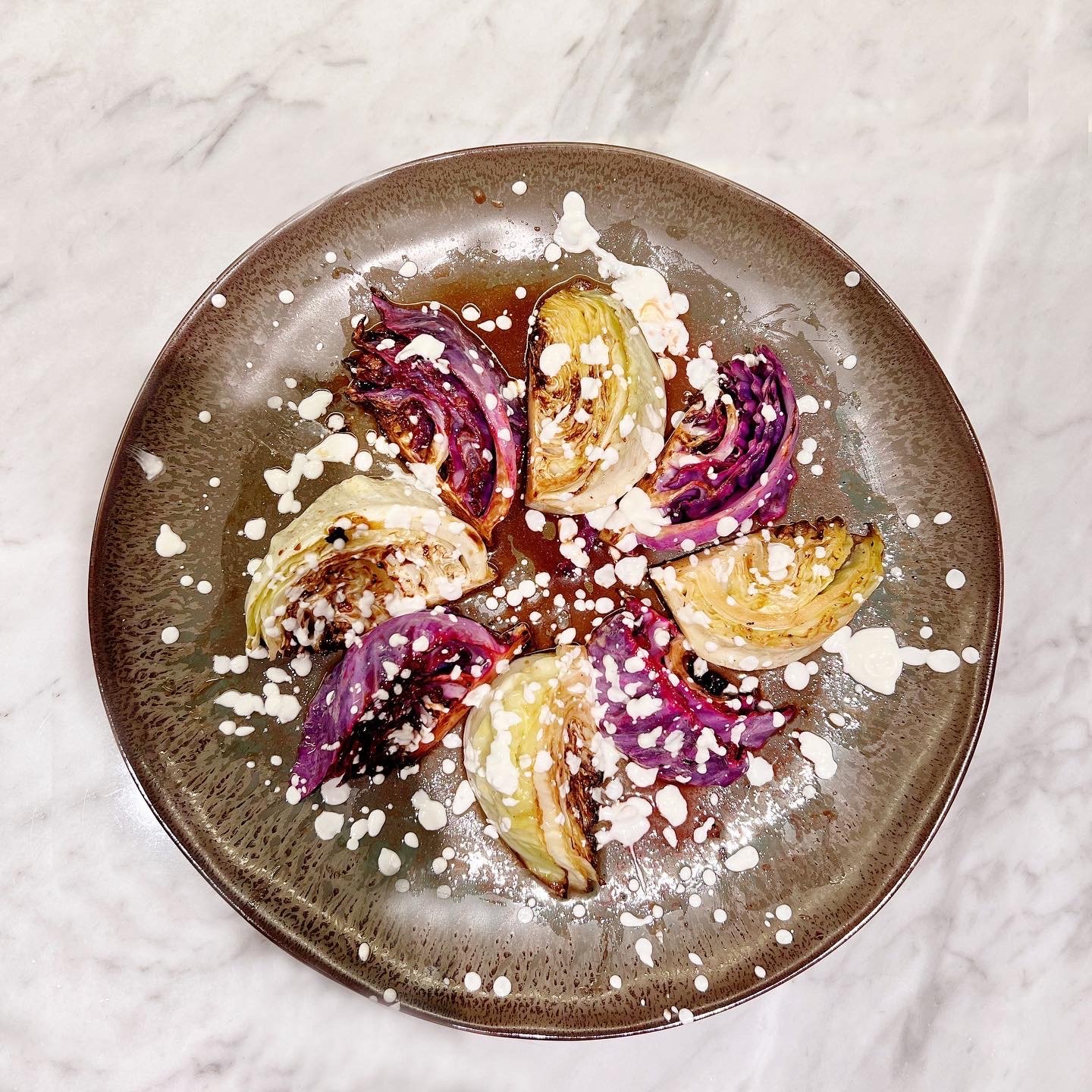 Charred Cabagge with Tahini and Yogurt Drizzle