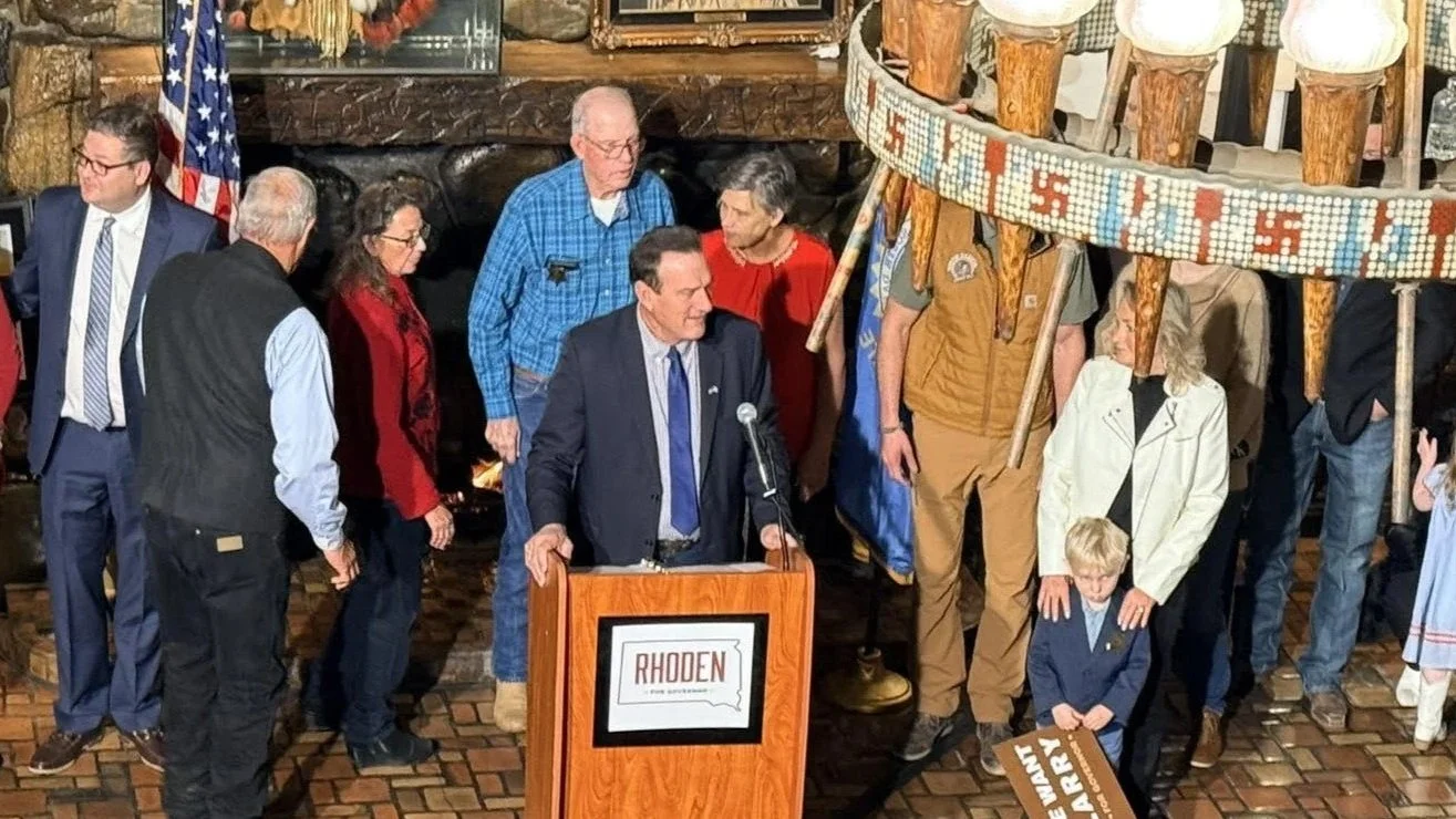 Gov. Rhoden announces run for a full term.&nbsp;Ties himself to Kristi Noem, says “I stood by her every step of the way.”