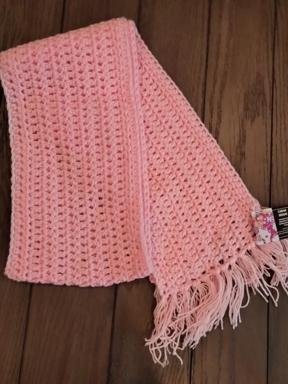 Chunky Pale Pink Crochet Scarf — Carmah Designs