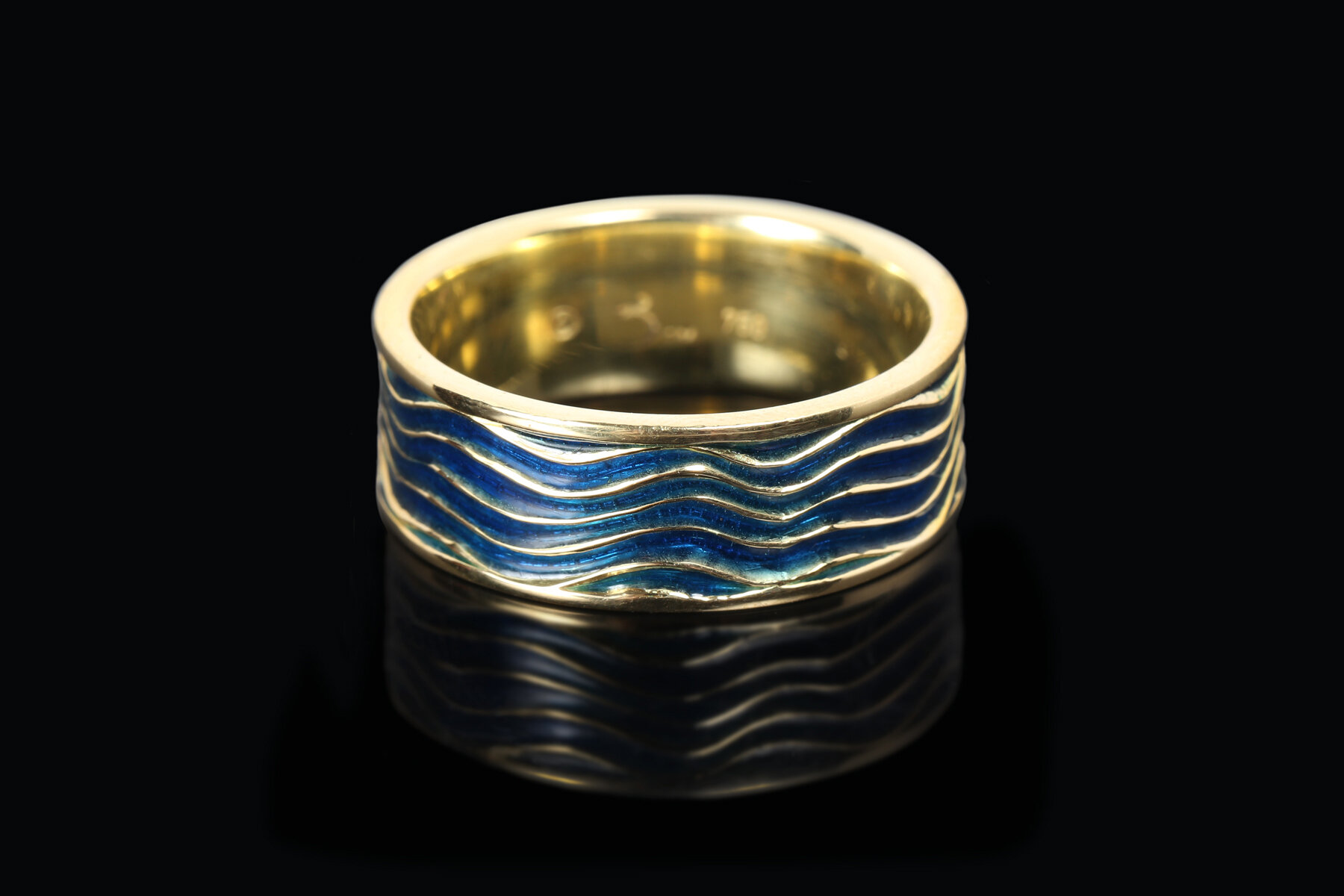   Royal blue enamel and 18ct New Zealand Gold   $2890.00 – Available tax free 