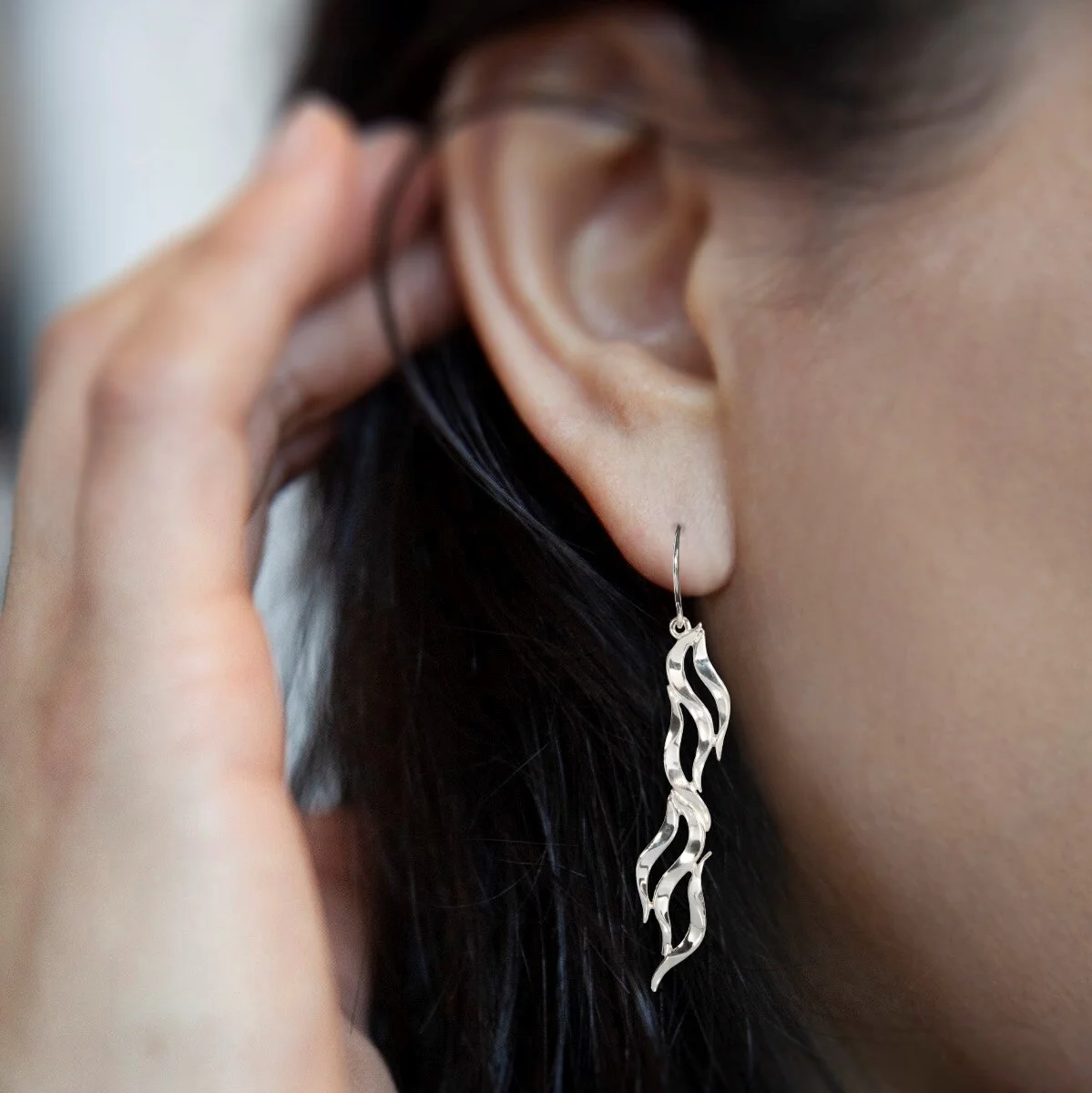 Twelve Strand ‘Waimakariri' River Earrings in Silver