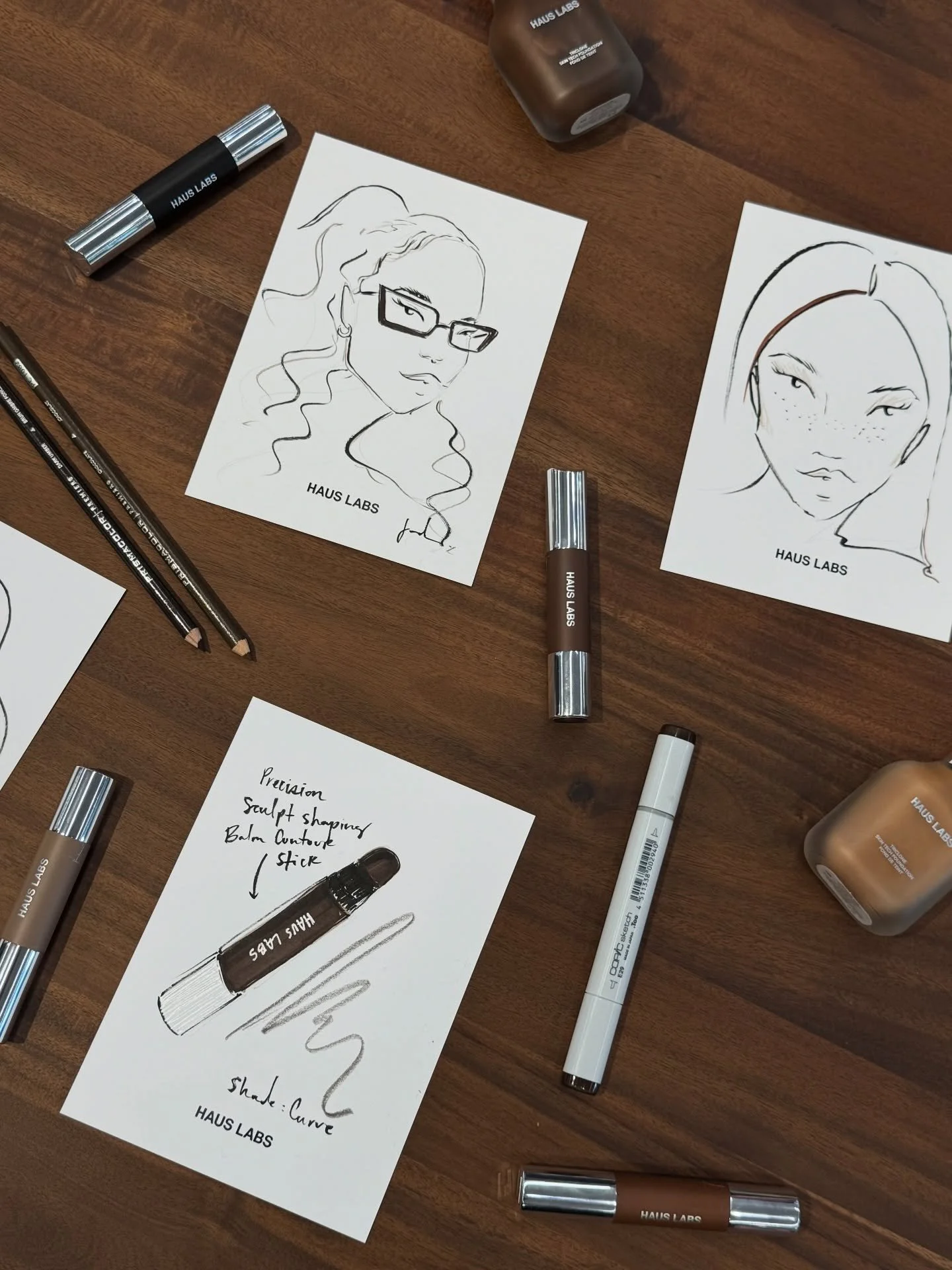 Live 5 min Beauty portraits for @hauslabs x @sephora celebrating the launch of their new Precision Sculpt Shaping Balm Contour Stick! Thank you so much for stopping by and @theresakellyart for illustrating alongside me!