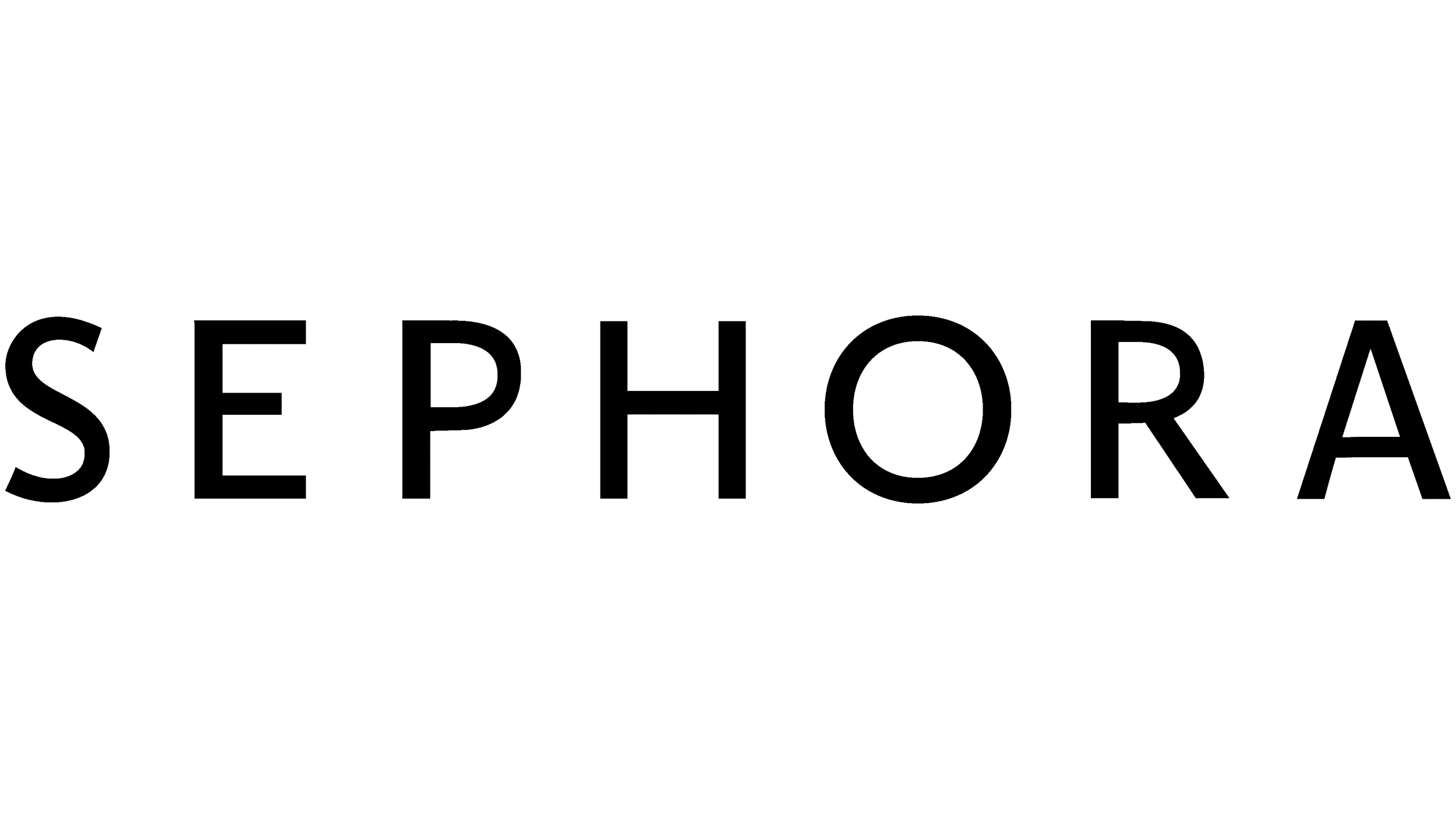 Sephora logo in bold black letters on a white background.