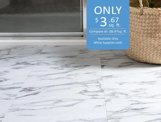 Esterbrook Hill Large Panel Marble Look with Attached Cork Pad — Carrera Marble $3.67/sq. ft.