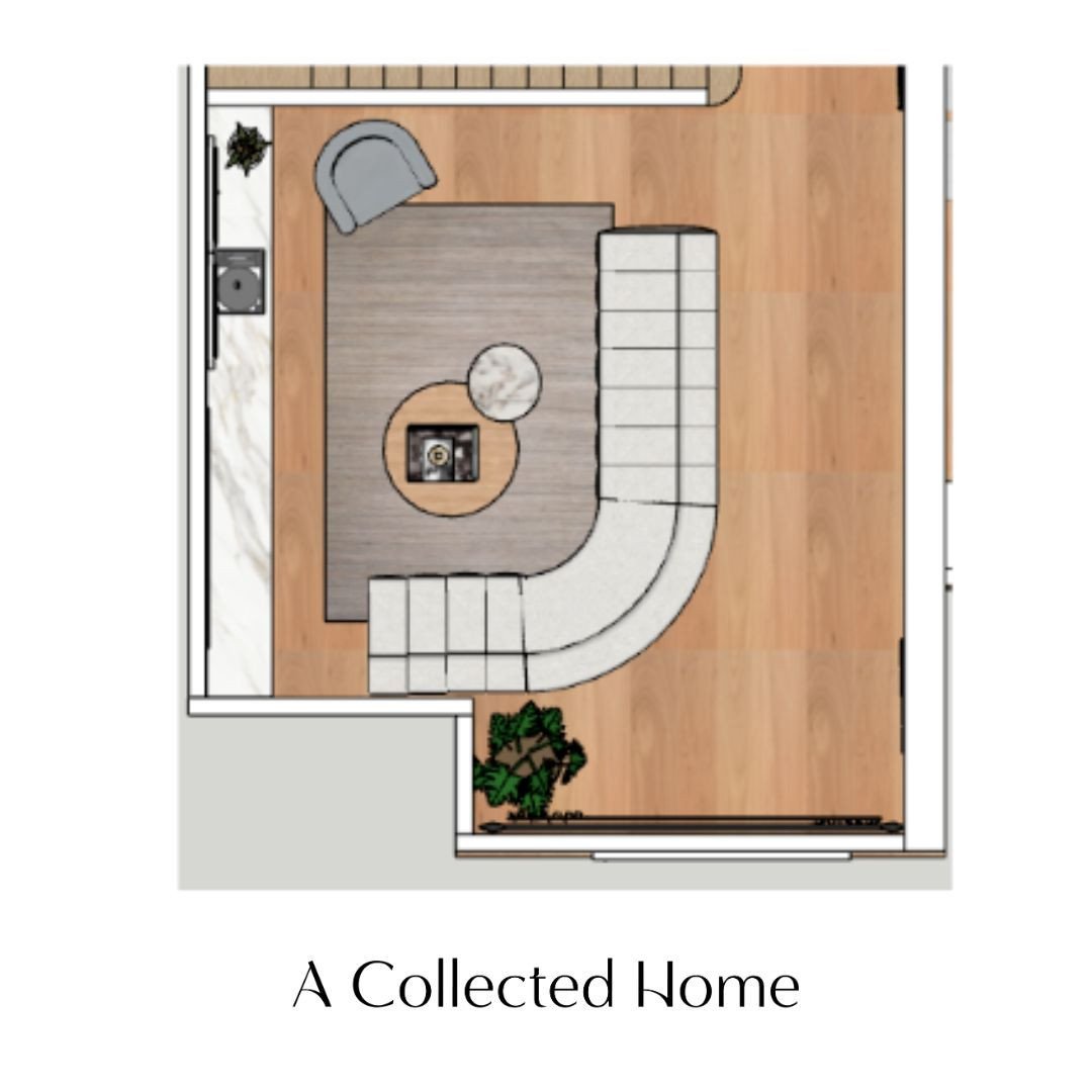 Here's a cute family living room concept that is neutral and modern with a hint of colour. We have flipped the existing layout and are using different textures and tones to make this scheme sing. ⁠
Furniture all courtesy of @globewest. ⁠
⁠
Design by 