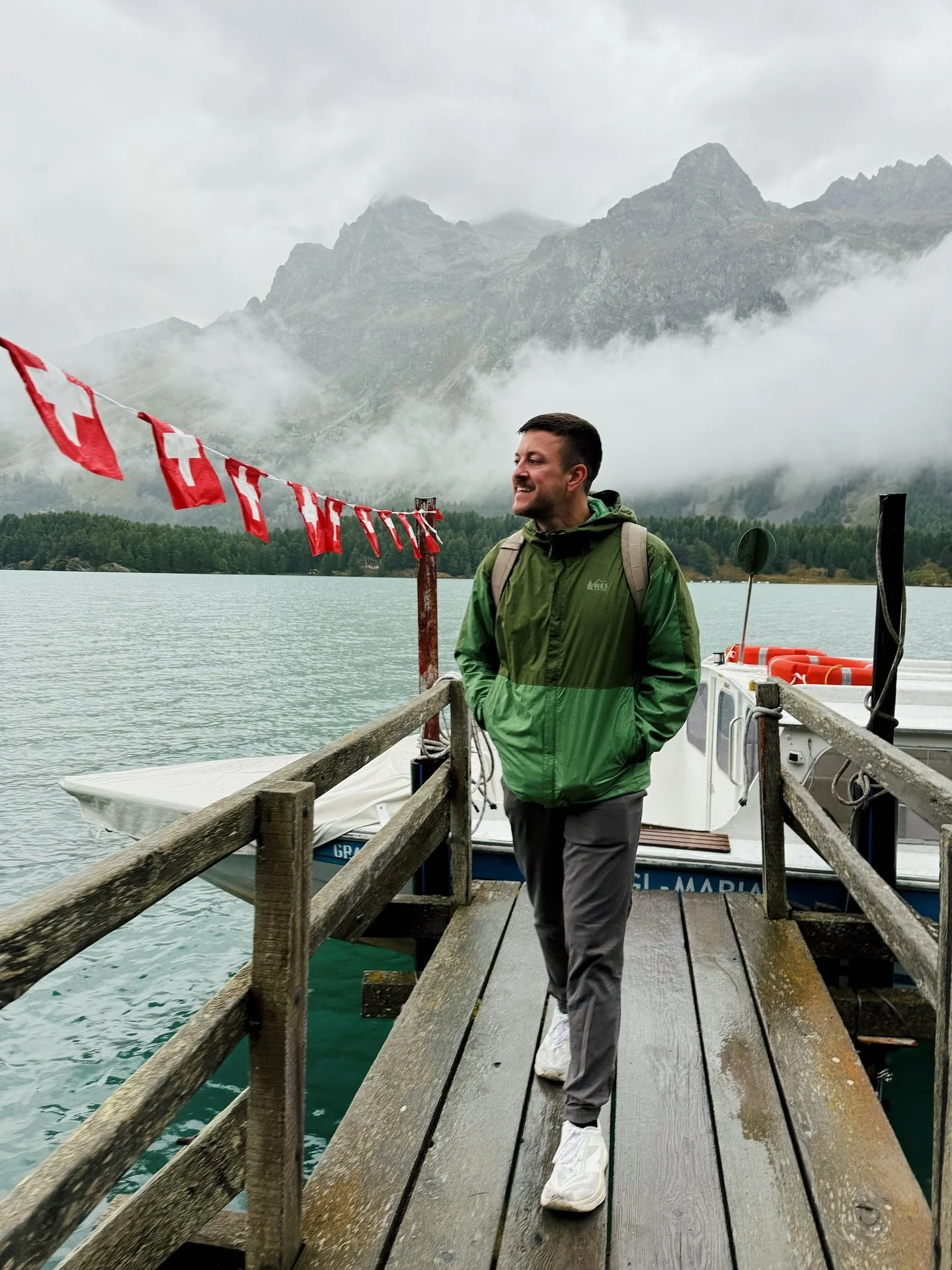 Soggy day in Sils but you know that didn&rsquo;t stop us! 🚤🤭☔️
