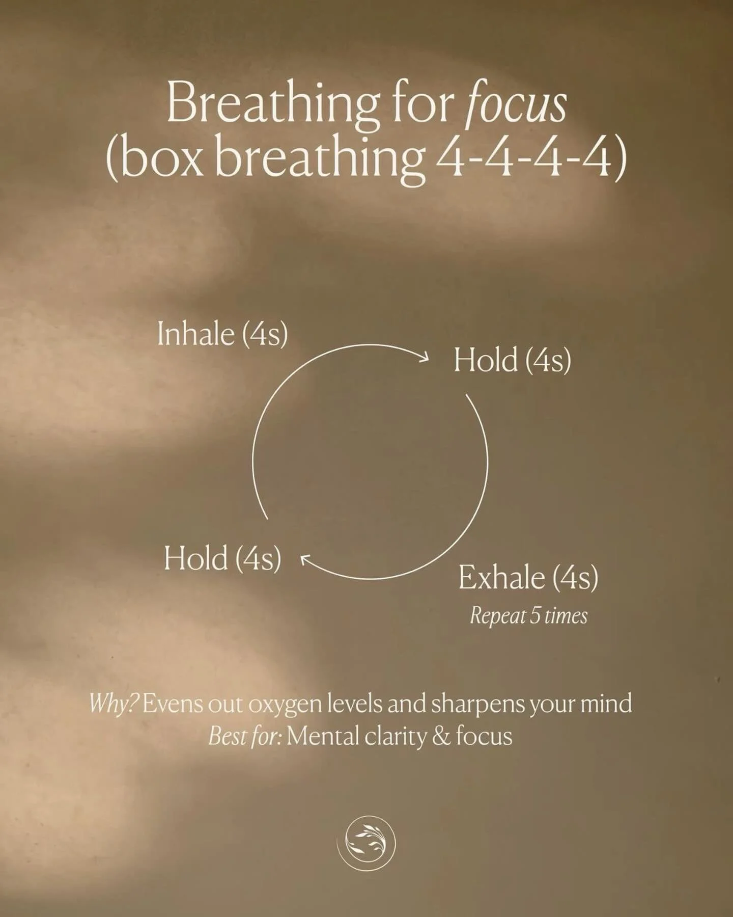 Breathe in.
Hold.
Breathe out.
Hold.

When your mind feels busy or overwhelmed, come back to your breath.
A few slow rounds of box breathing can help calm the nervous system, bring clarity, and ground you in the present moment.

Sometimes the simples