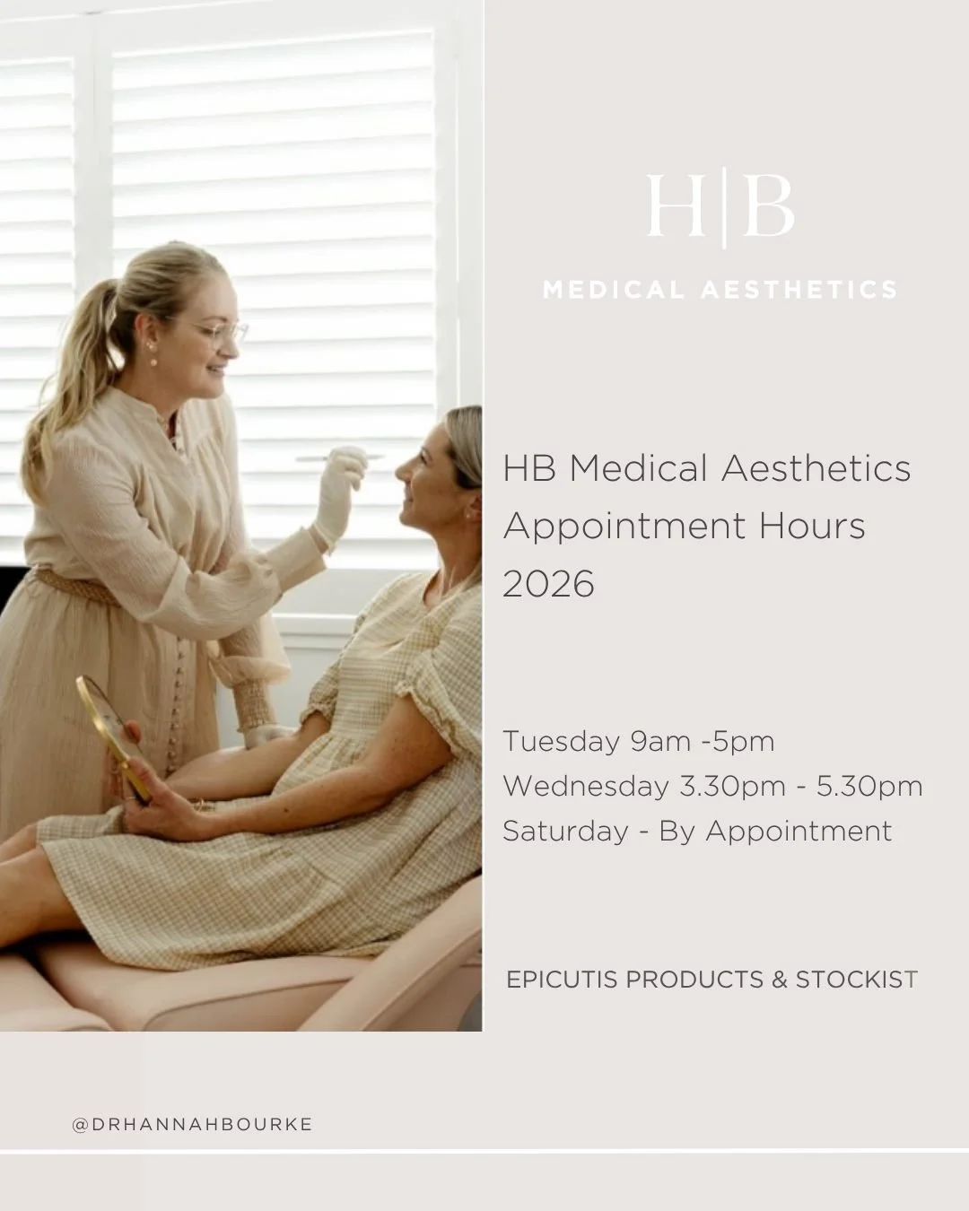 HB Medical Aesthetics 2026 appointment hours. 
Book online via the link in the bio 🌿

#sunshinecoastbusiness #doctorledcare #medicalaesthetics #healthyskin