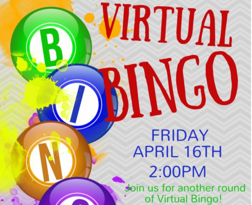      

 
   VIRTUAL BINGO!  Join us for another round of Vitrual Bingo on Friday, April 16th at 2:00 PM. Winners will receive prizes and everyone who participates will have tons of fun!   Link to join via Zoom can be found on our upcoming events page