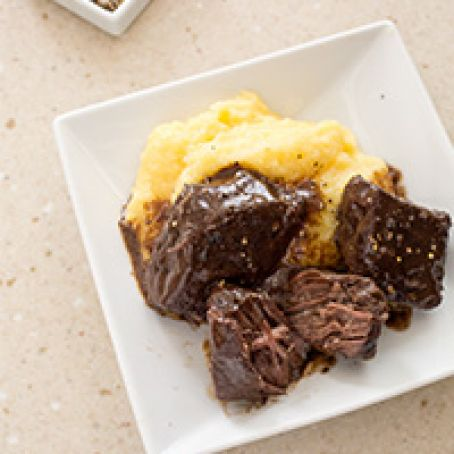 Tuscan Style Beef Stew (aka Peposo) over fluffy mashed potatoes