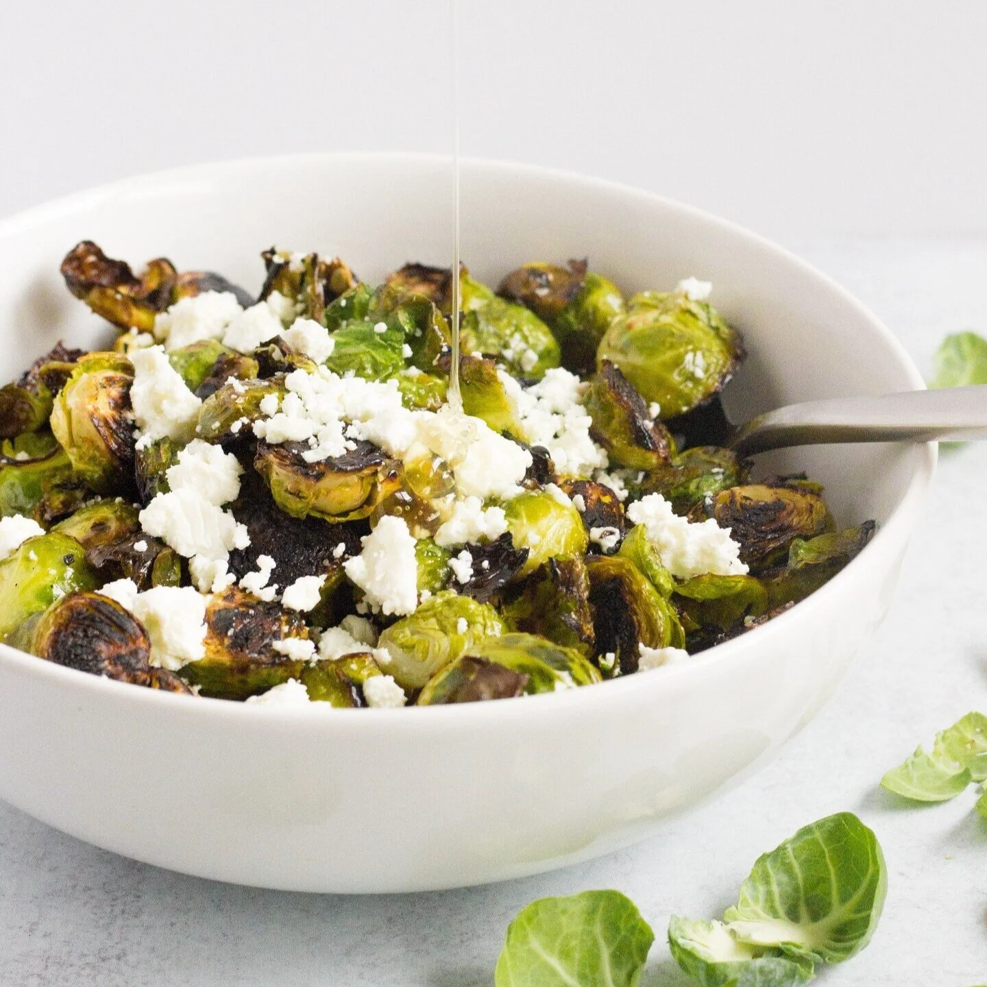 Crispy Brussels Sprouts with Goat Cheese and Honey