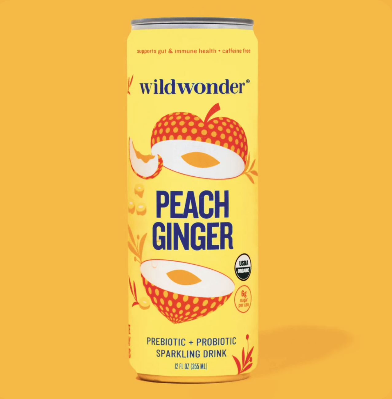 Peach Ginger Sparkling Prebiotic + Probiotic Drink