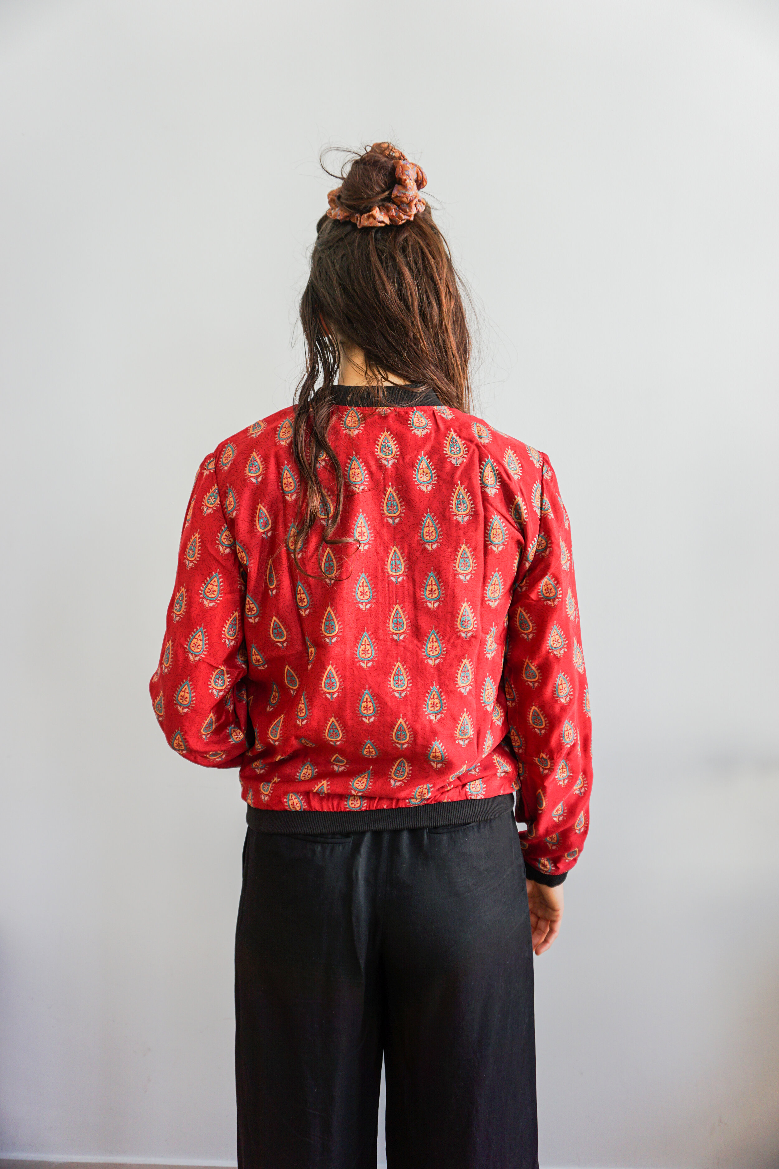 bright red bomber jacket