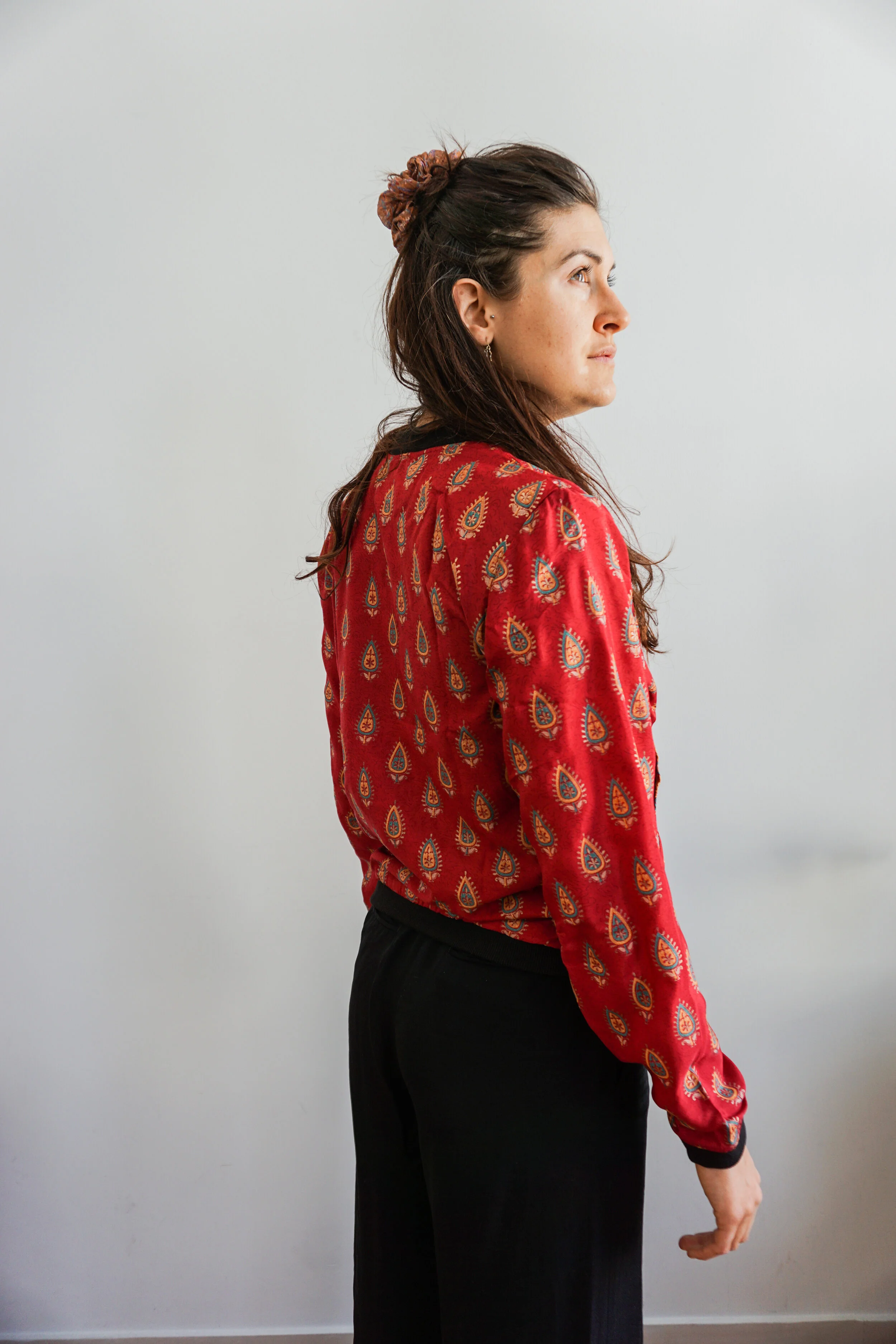 bright red bomber jacket