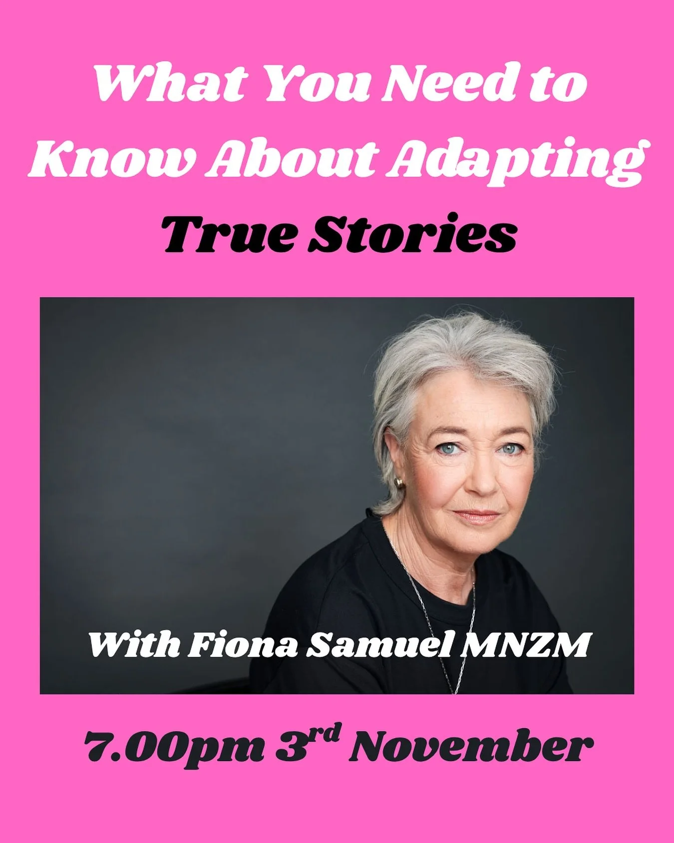 WHAT YOU NEED TO KNOW ABOUT ADAPTING TRUE STORIES

7.00pm Mon 3rd November with @kathrynisawriter 

If you&rsquo;re working on a true story or hankering to adapt something for stage or screen - this is for you!
Next Monday night we&rsquo;re hosting a