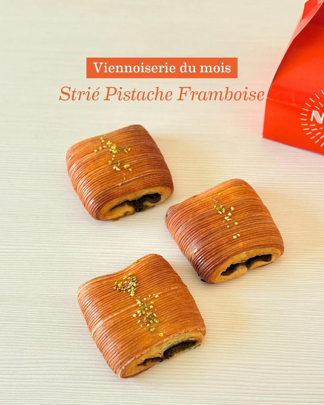 🥐 La viennoiserie du mois : Stri&eacute; Pistache Framboise

Une cr&eacute;ation gourmande et r&eacute;confortante, avec une p&acirc;te &agrave; croissant stri&eacute;e, croustillante et dor&eacute;e, garnie d&rsquo;une cr&egrave;me pistache de Sici
