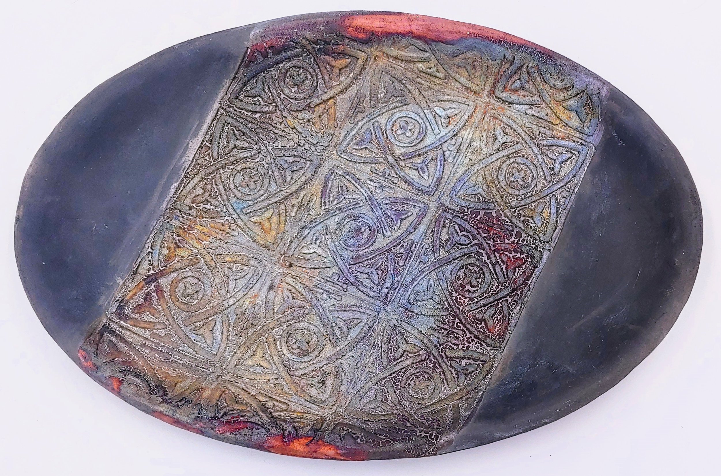 Celtic knot raku platter 12 — MWhi Pottery