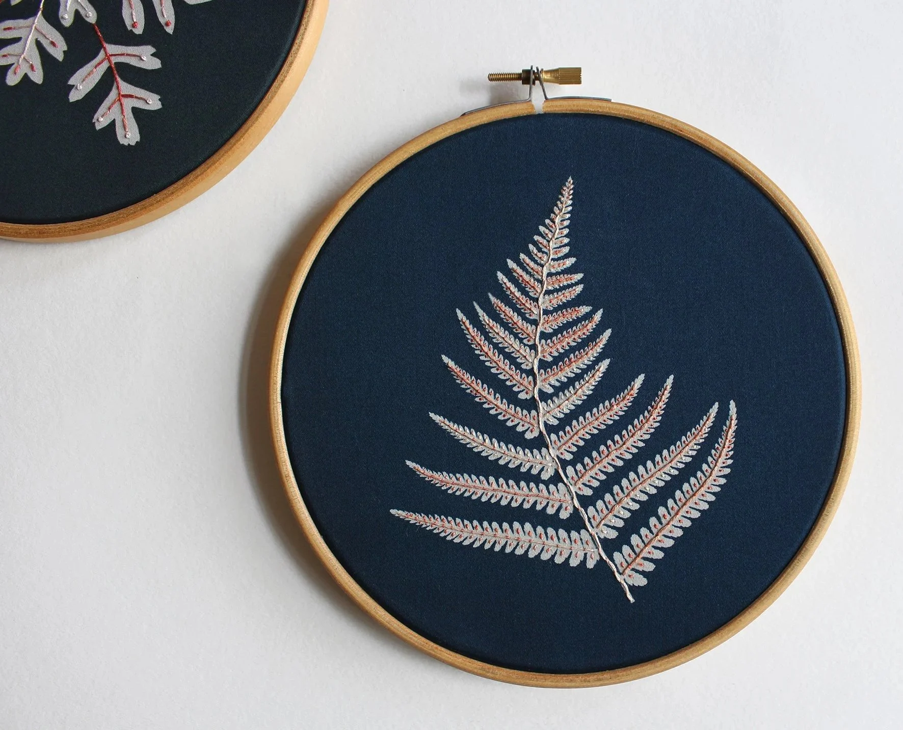fern, cyanotype, embroidery kit, botanical, embroidered cyanotypes