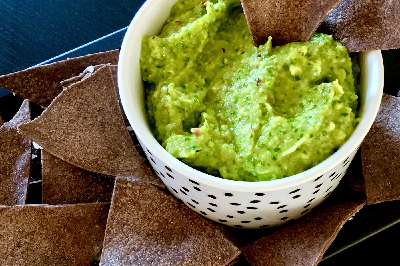 Baked Corn Chips + Guacamole
