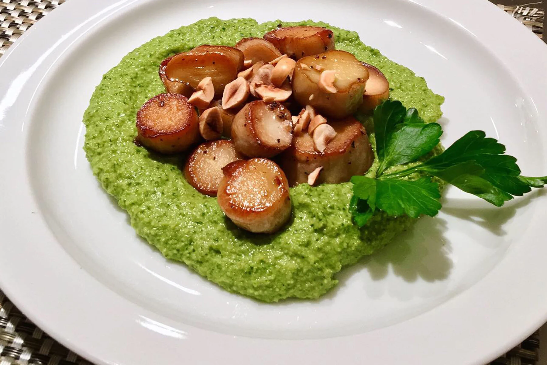 Mushroom “Scallops” + Parsley Pesto