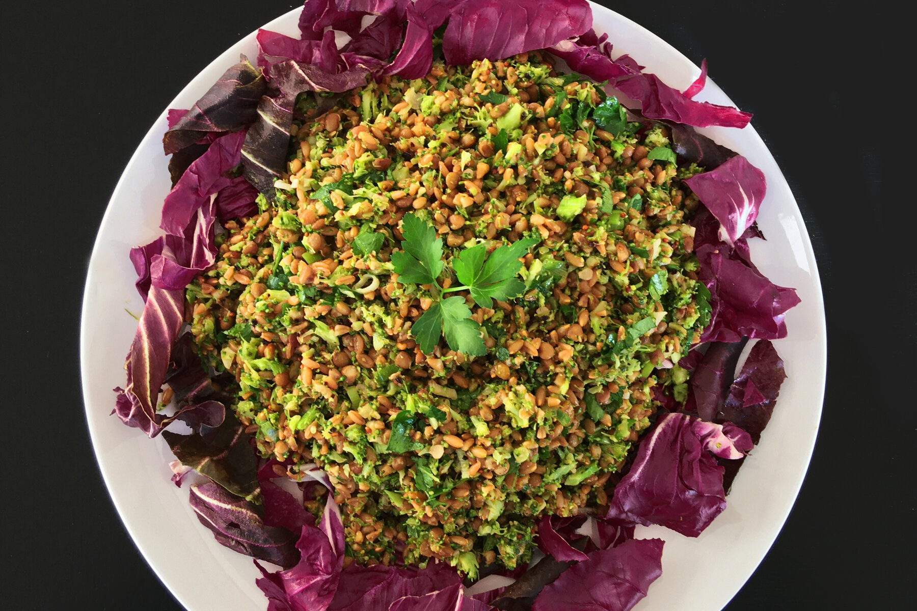 Warm Broccoli-Rice + Lentil Salad