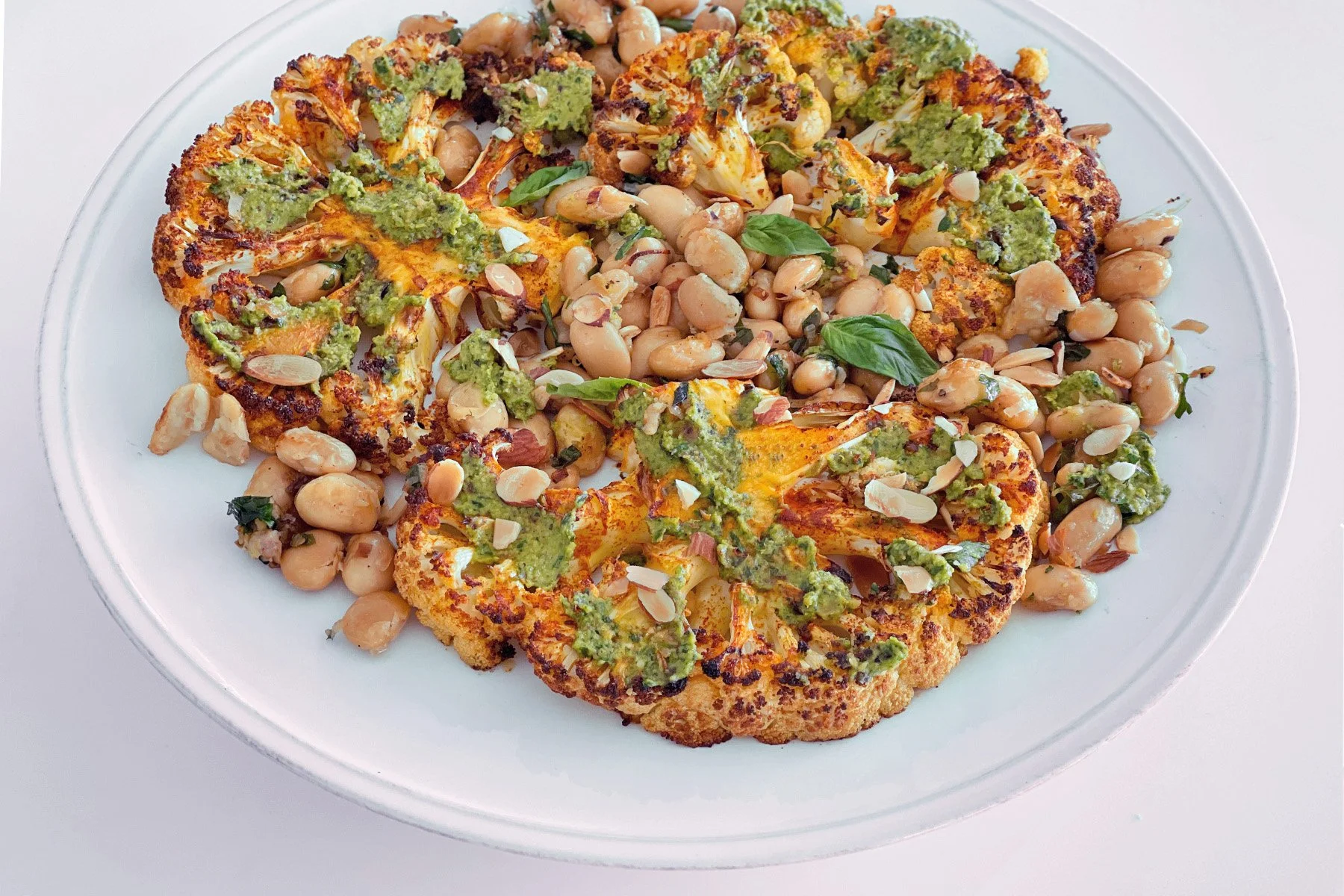 Cauliflower Steaks + White Beans