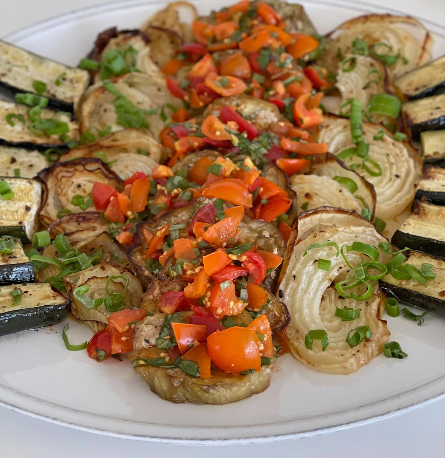 Roasted Eggplant + Tomato Basil Relish