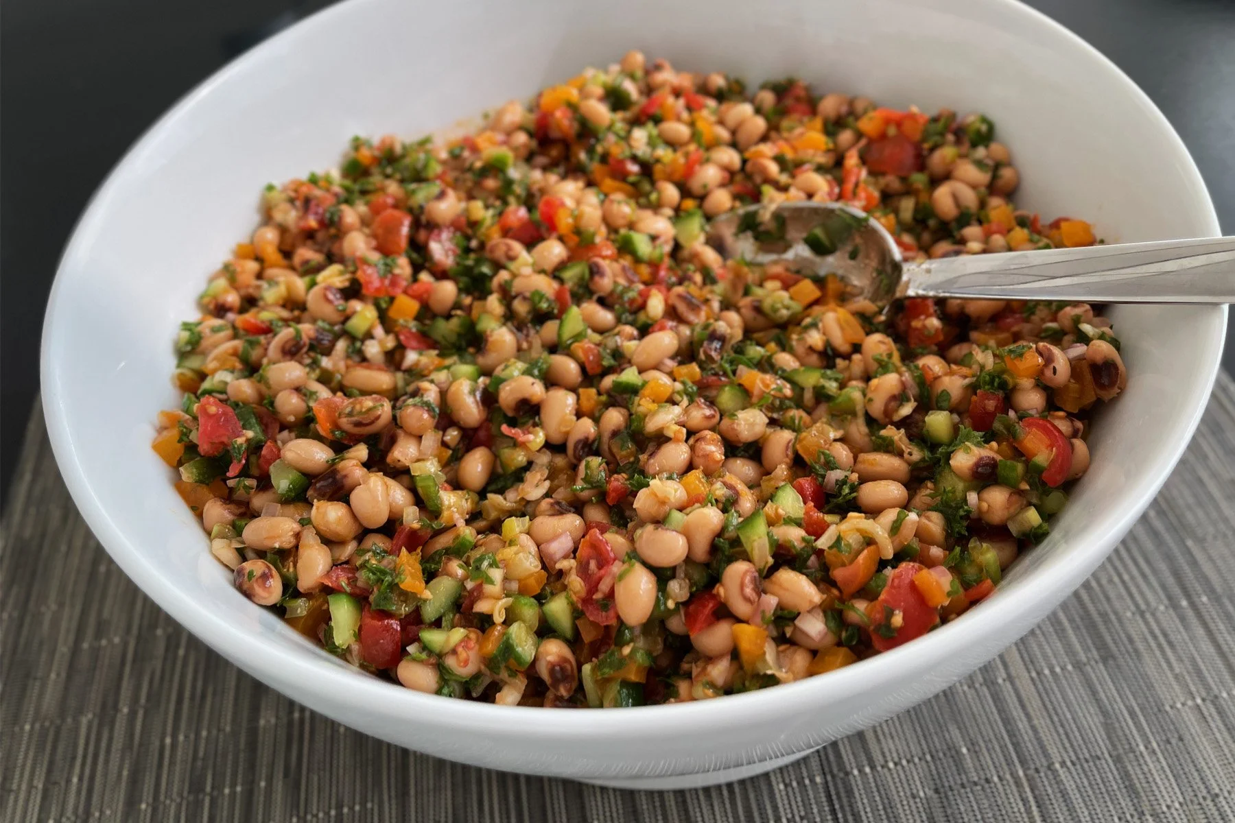 Black-eyed Pea Salad with Tomatoes + Cucumbers (AKA Saladu Nebbe)
