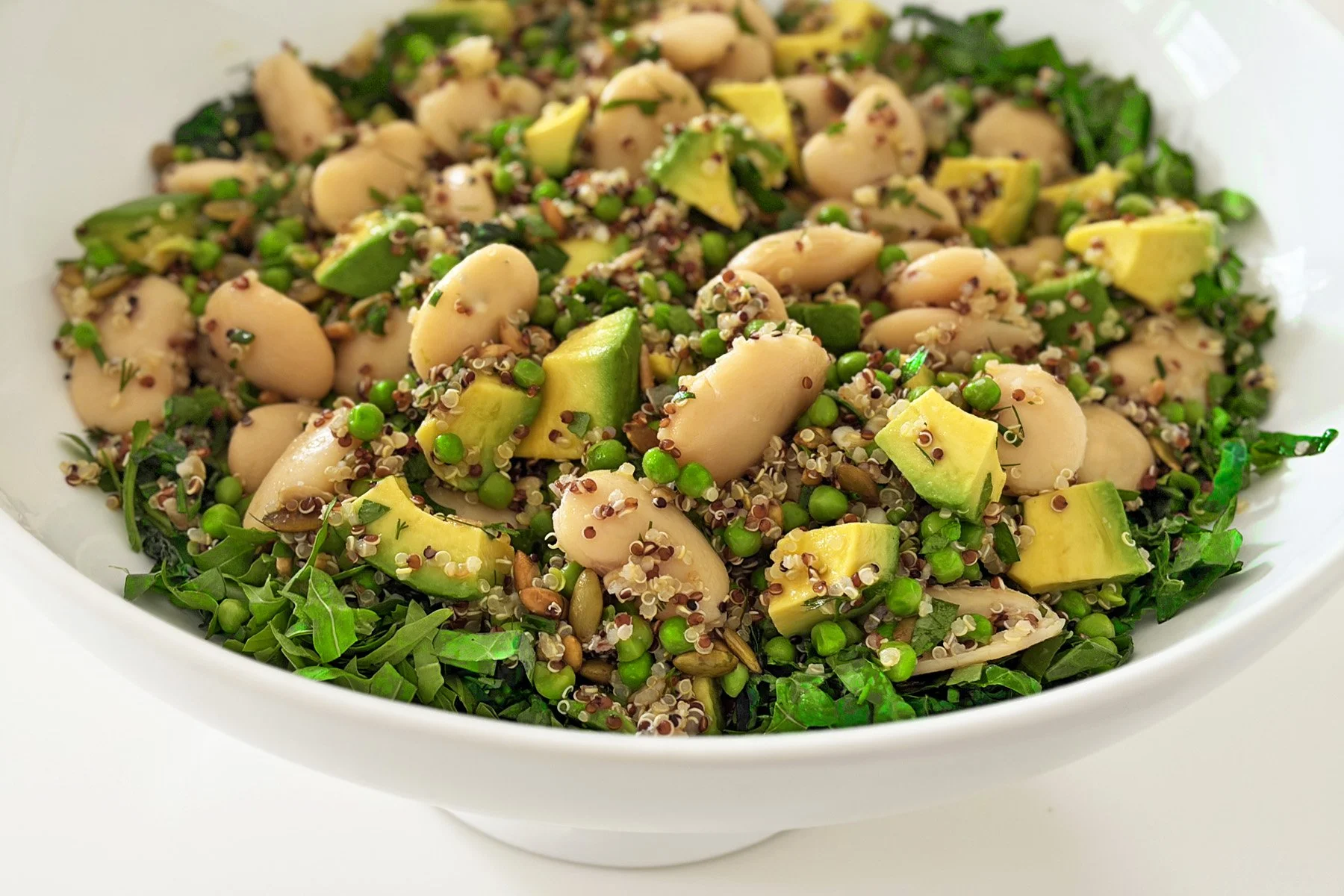 Butter bean, Pea + Avocado Salad with Grains