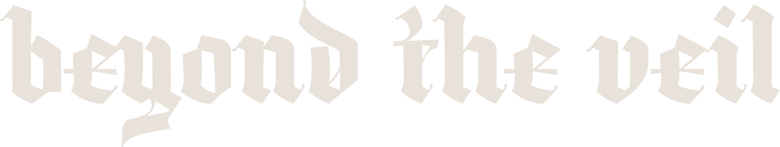 Der Text 'beyond the veil' in gotischer Schriftart