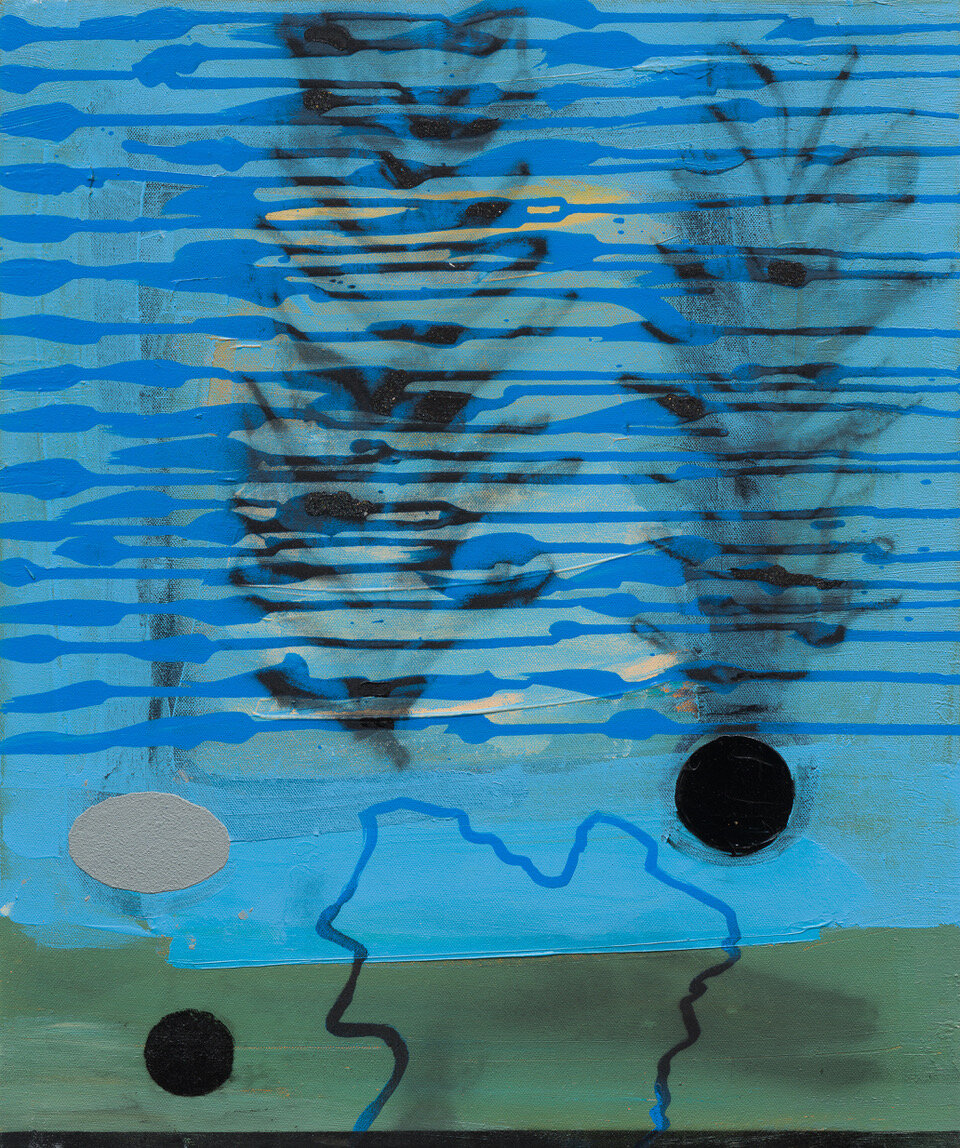 Navigation Light II . acrylic and ilmenite . 60 x 50 cm
