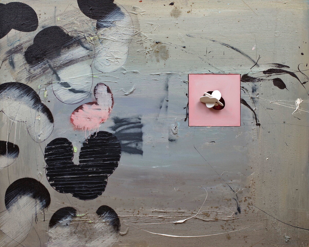Excavating the Void . oil and relief construction on canvas . 122 x 152 cm