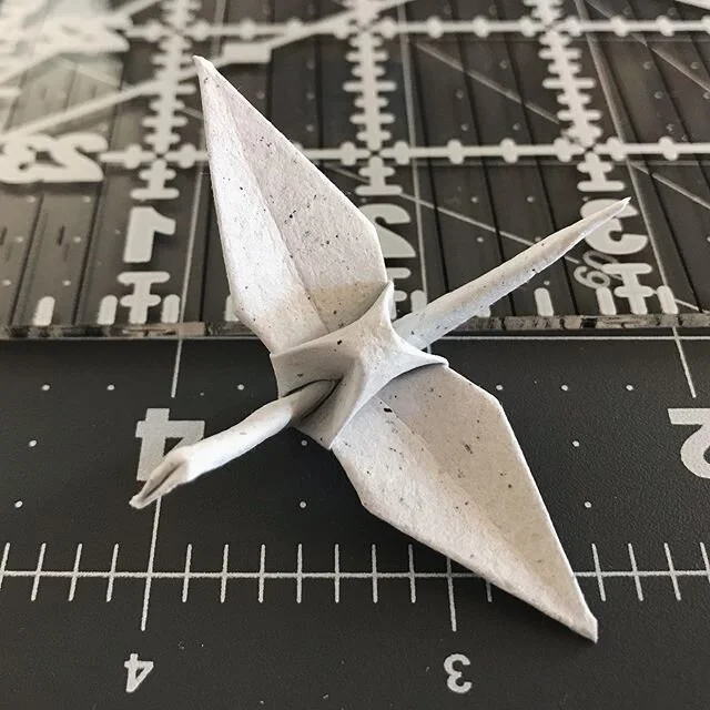 I turned that 2&rdquo; piece of tissue backed recycled paper into a crane, and I love how it came out. Takes creases very well, but it is thick. I wouldn&rsquo;t recommend going any smaller, and this paper is not for complex models with many layers. 
