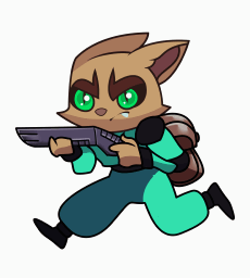  An enemy cat sprite I designed and animated. I repurposed it to create higher level enemy variants. 