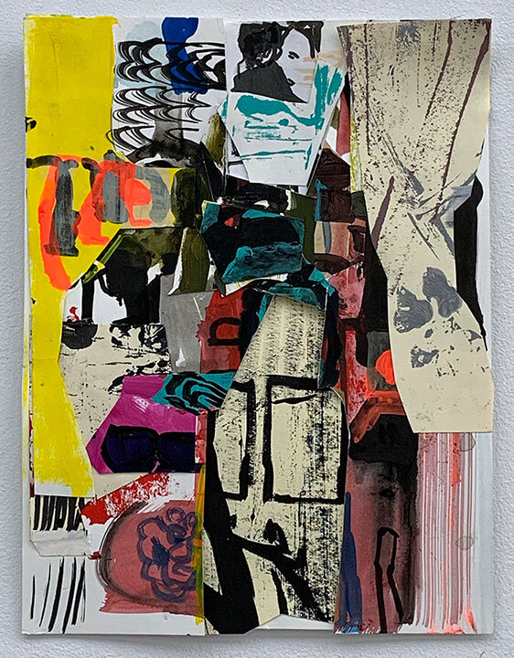   Solve for X , 2019  acrylic, ink, gouache, cut paper  12 in. x 9 in. 